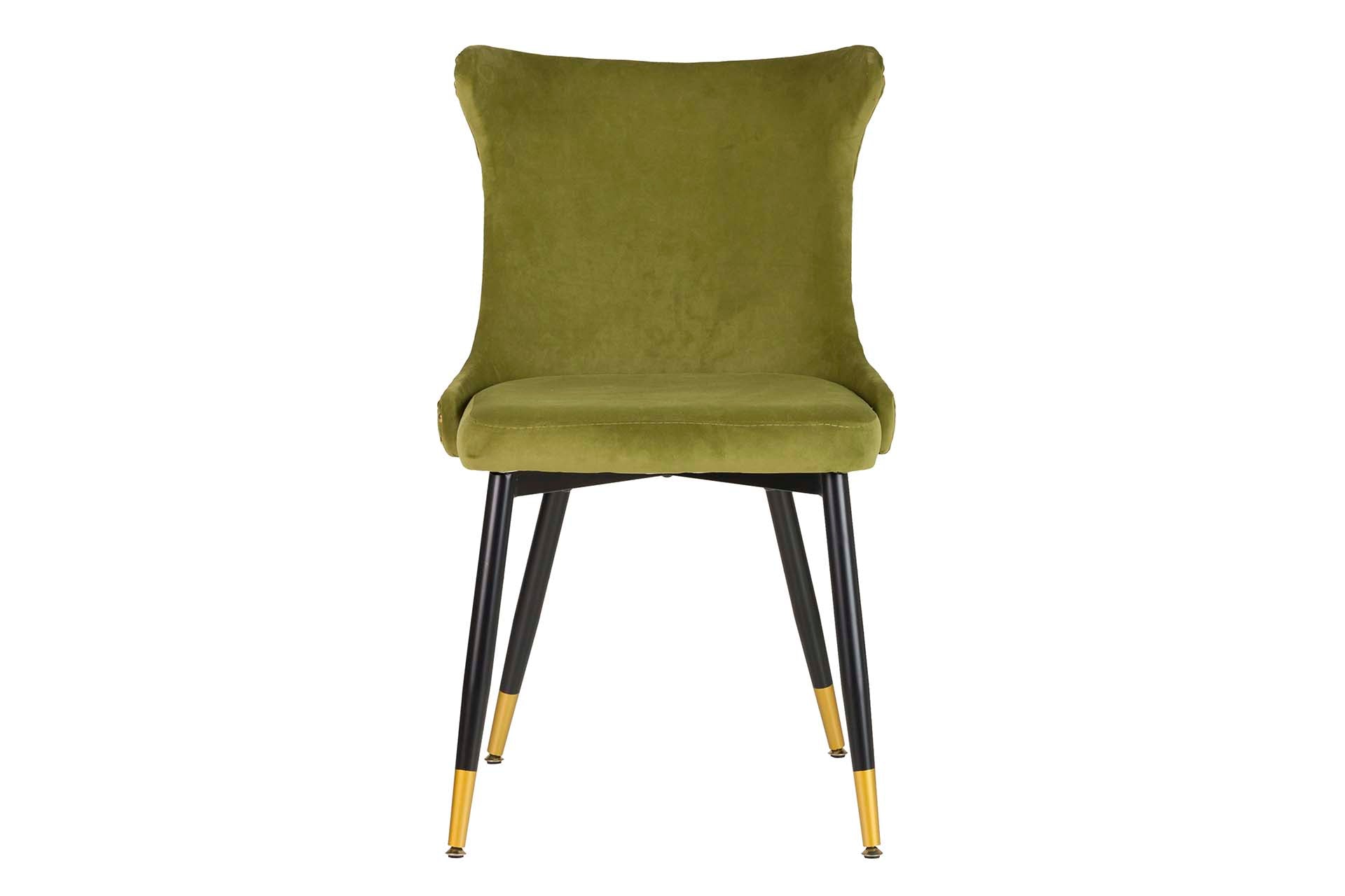 SILLA TACHUELAS VELVET VERDE ASPEN 49x54x82 CM - Min.2 uds