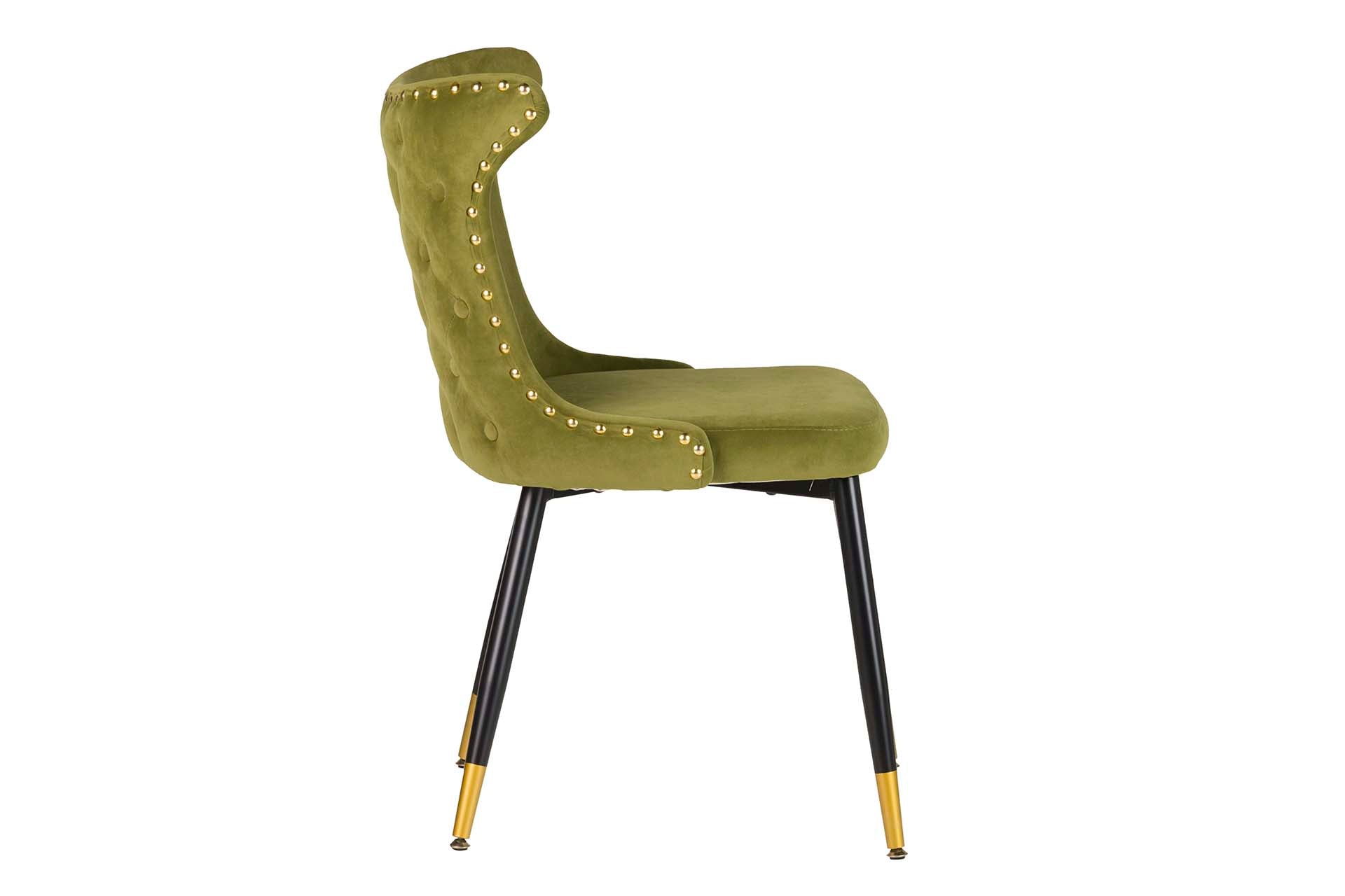 SILLA TACHUELAS VELVET VERDE ASPEN 49x54x82 CM - Min.2 uds