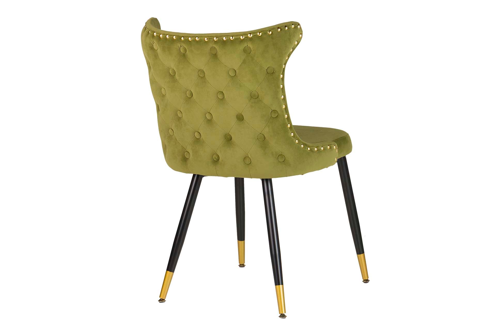 SILLA TACHUELAS VELVET VERDE ASPEN 49x54x82 CM - Min.2 uds