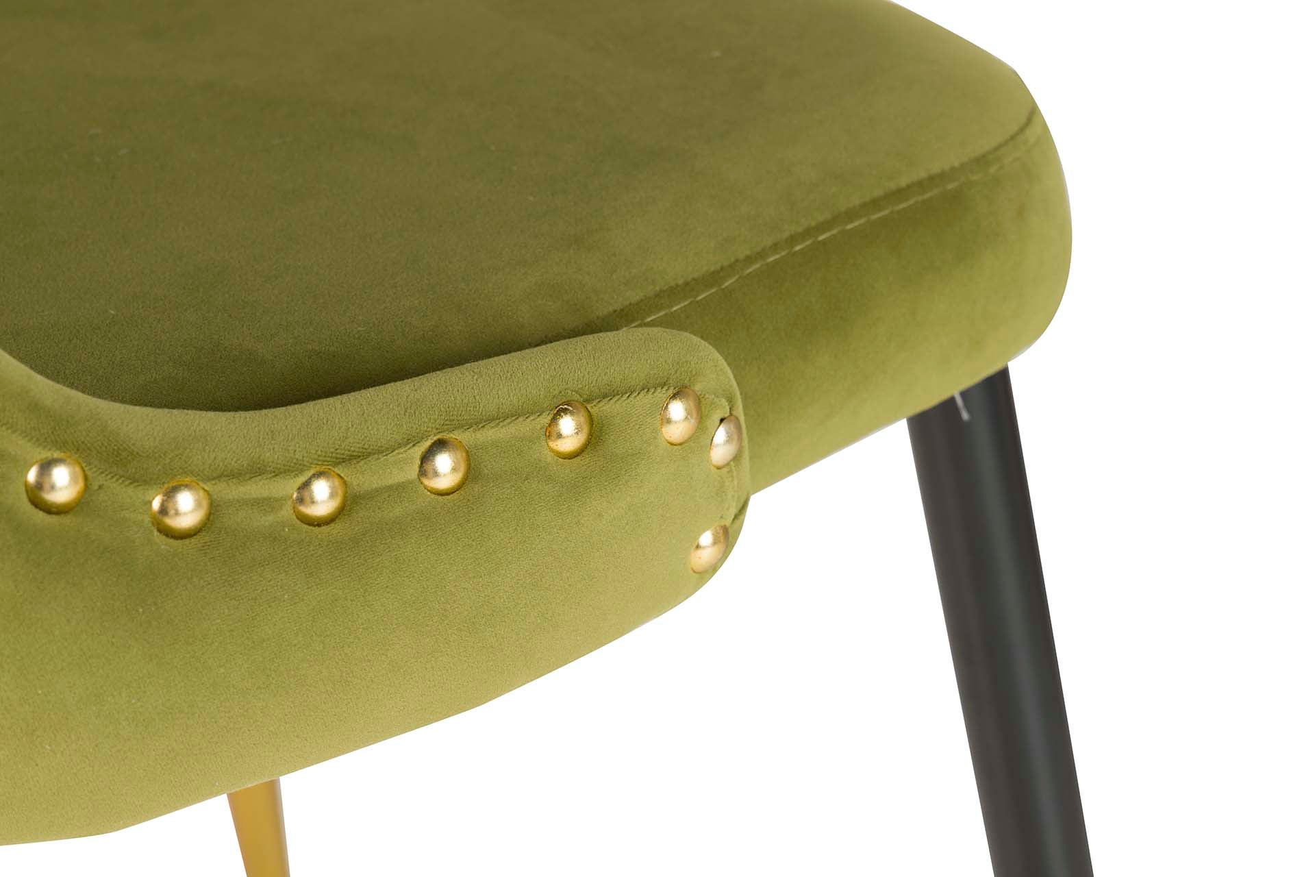 SILLA TACHUELAS VELVET VERDE ASPEN 49x54x82 CM - Min.2 uds