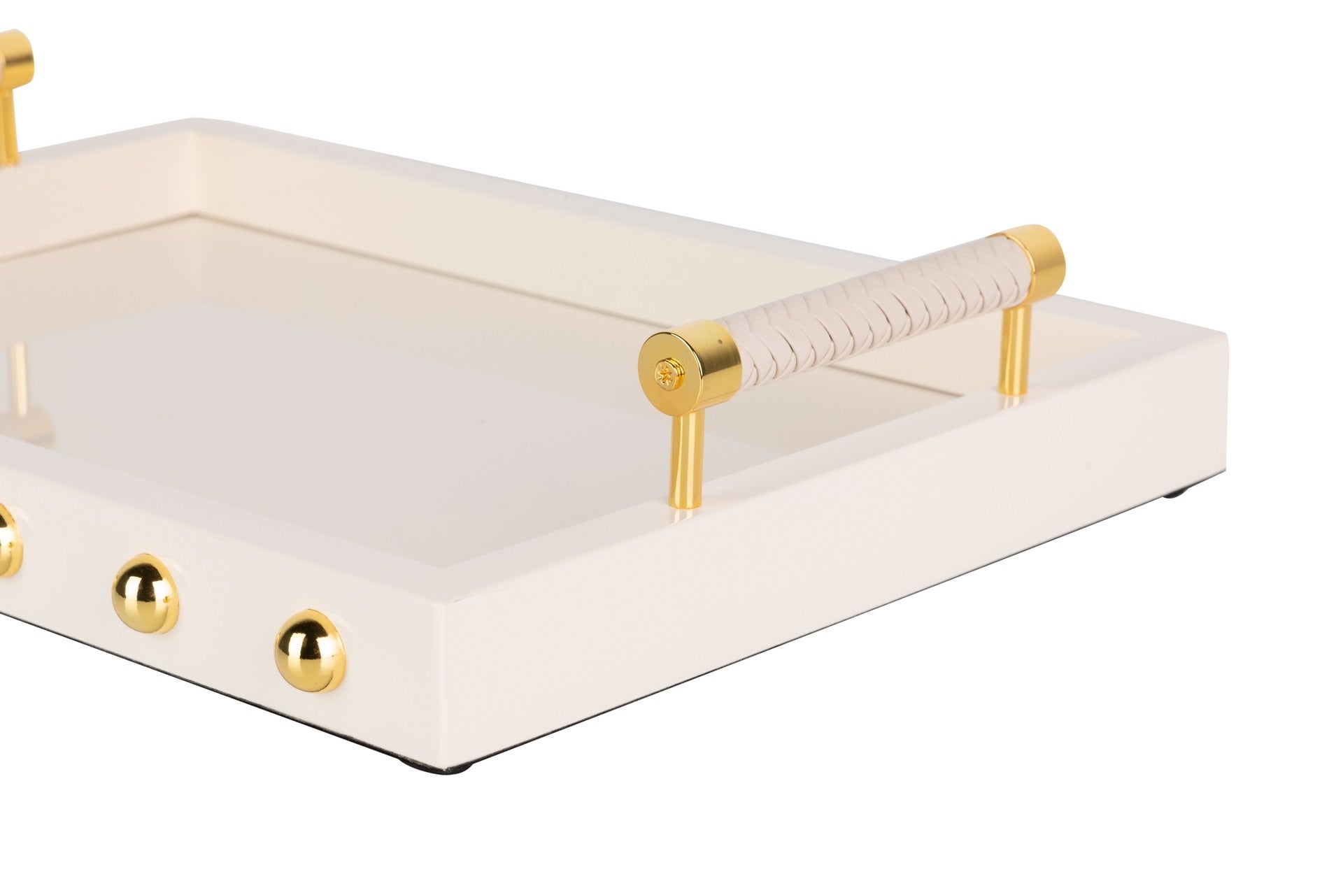 BANDEJA MDF / ACERO INOX BEIGE 45x31x9 CM