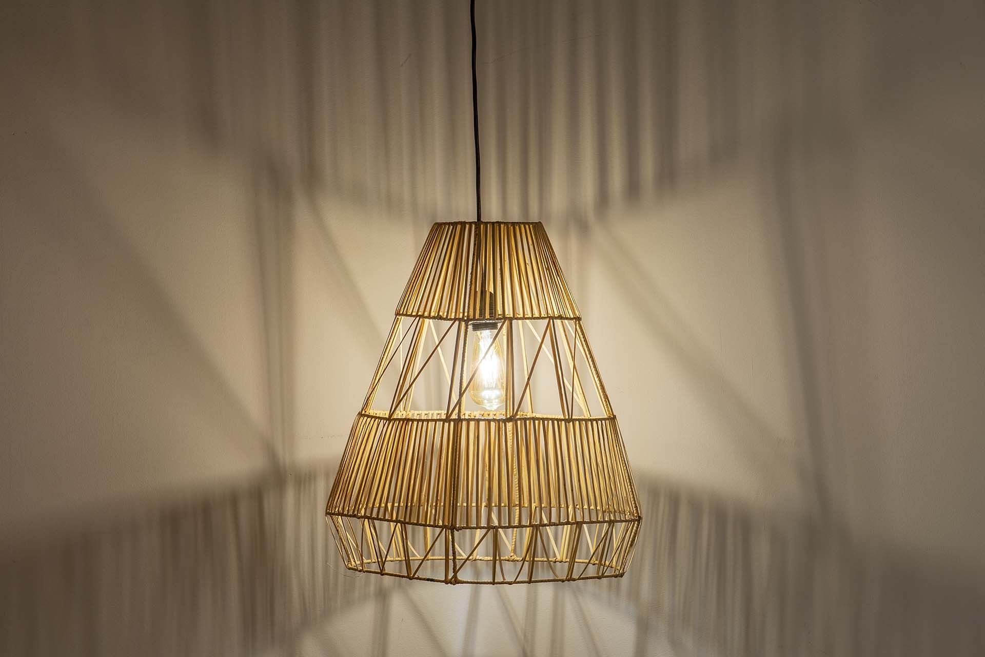 LAMPARA TECHO RATAN / METAL 45x45x50 CM