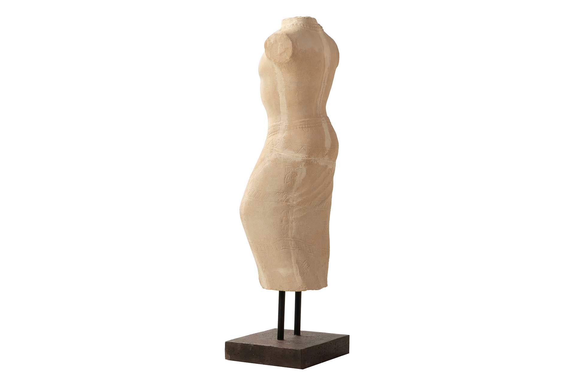 FIGURA TORSO HOMBRE TERRACOTA BLANCO 40x35x130 CM