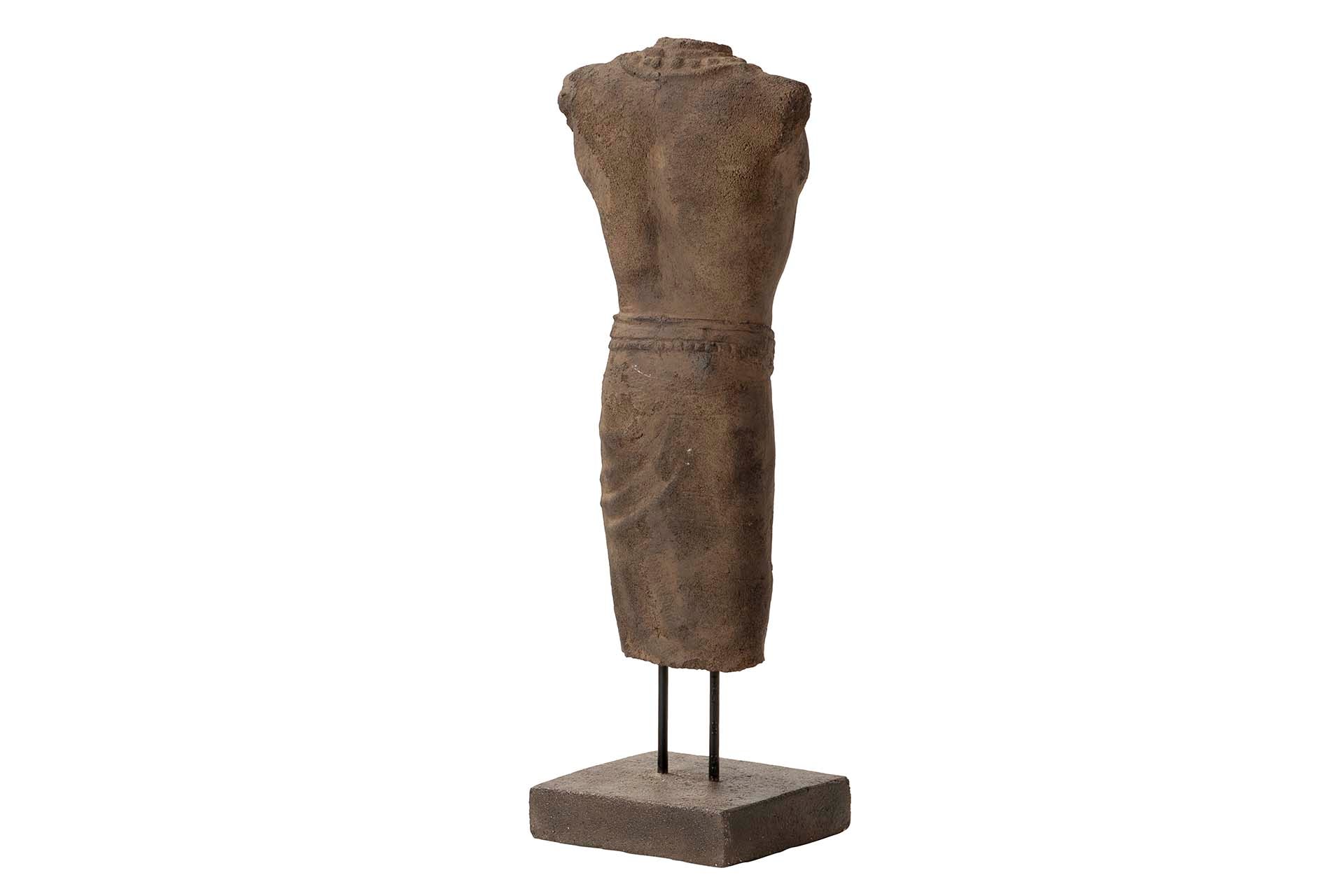 FIGURA TORSO HOMBRE PIEDRA MARRON 20x20x70 CM