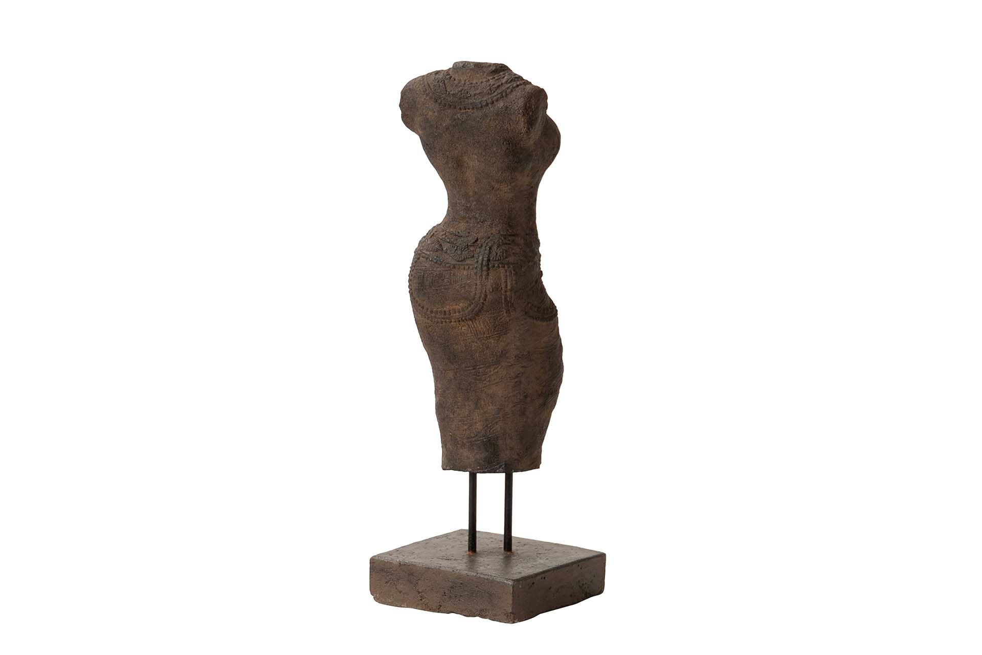 FIGURA TORSO MUJER PIEDRA MARRON 20x20x60 CM