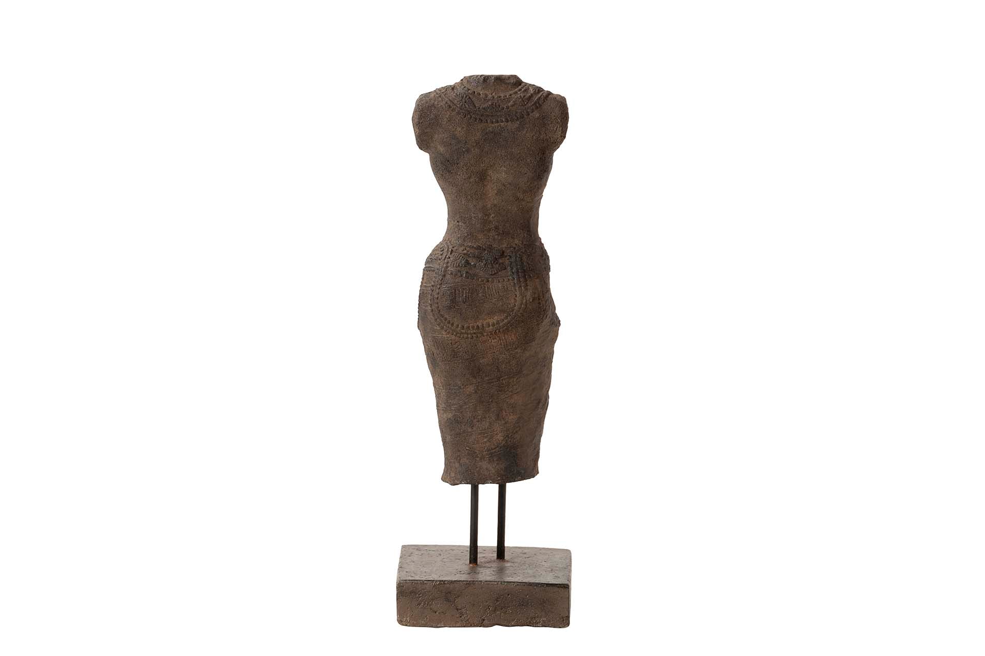 FIGURA TORSO MUJER PIEDRA MARRON 20x20x60 CM