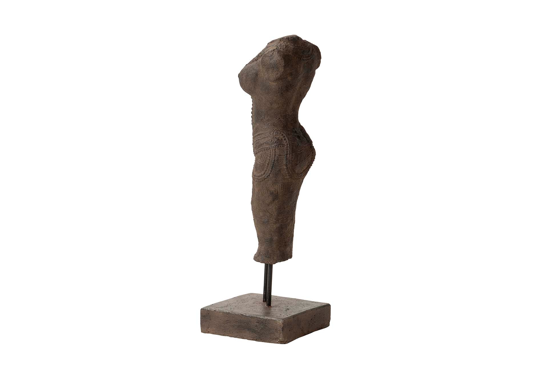 FIGURA TORSO MUJER PIEDRA MARRON 20x20x60 CM