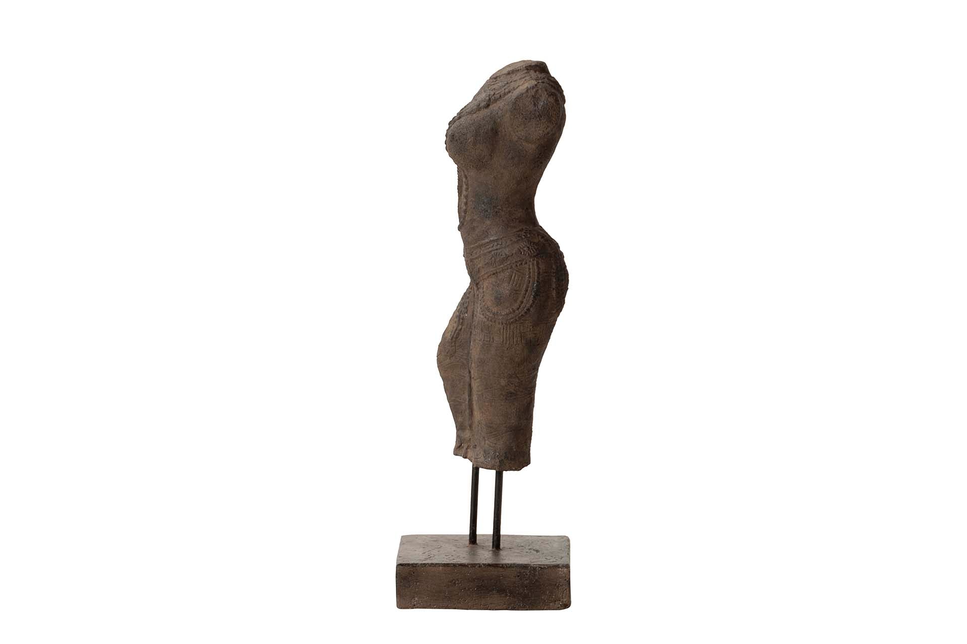 FIGURA TORSO MUJER PIEDRA MARRON 20x20x60 CM