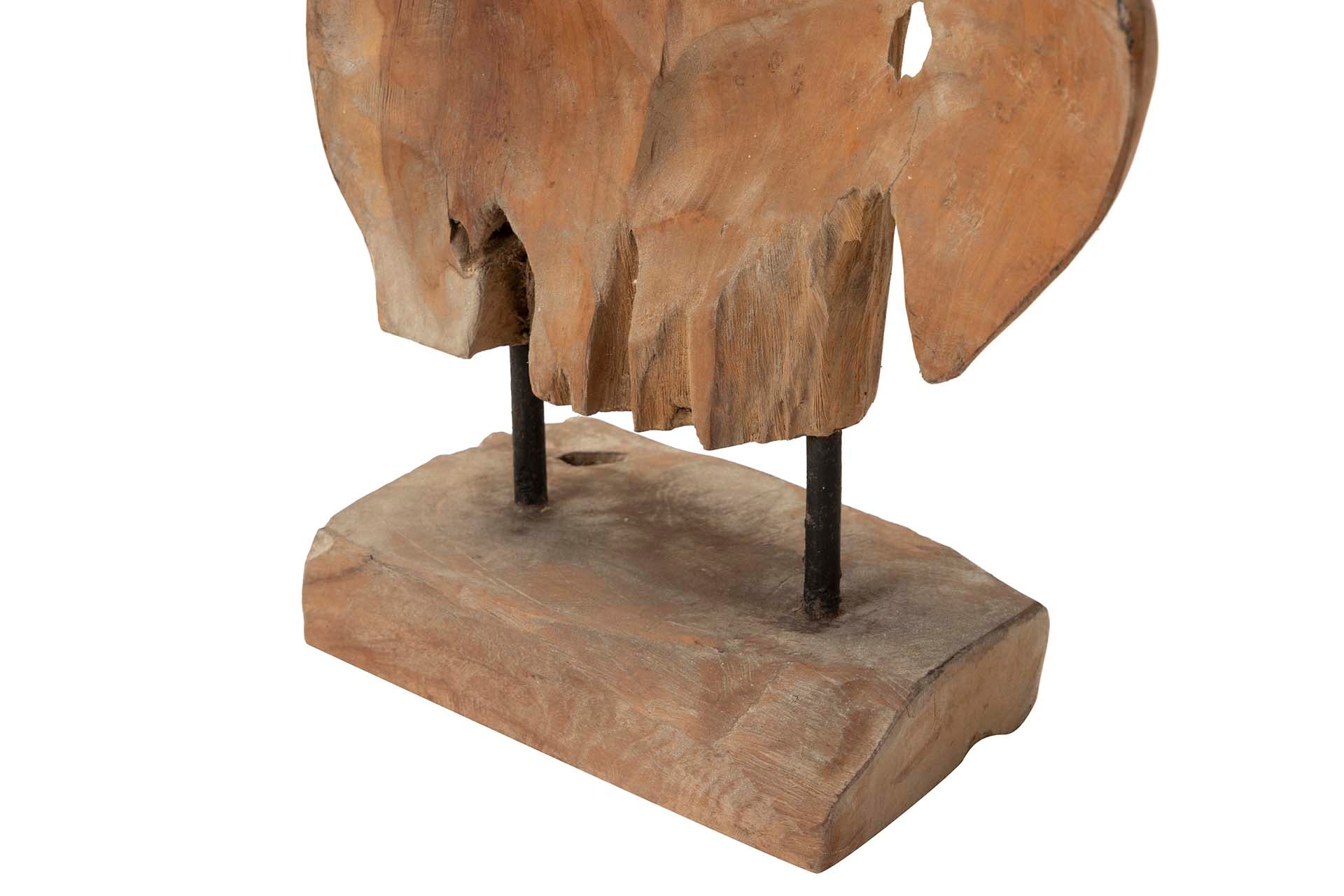 FIGURA DECORATIVA HOJA MADERA TEKA 35x14x85 CM