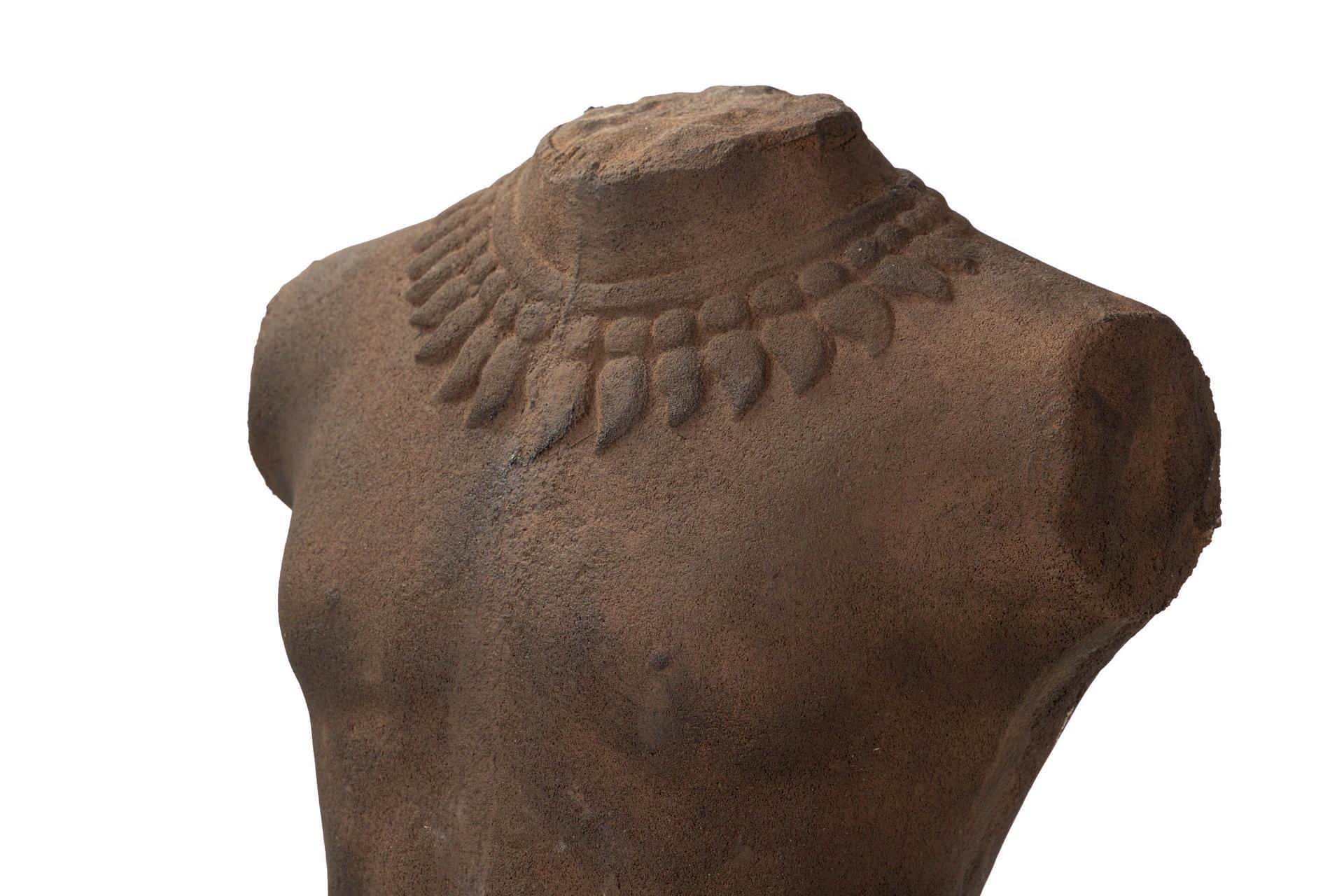 FIGURA TORSO HOMBRE TERRACOTA MARRON 40x35x120 CM