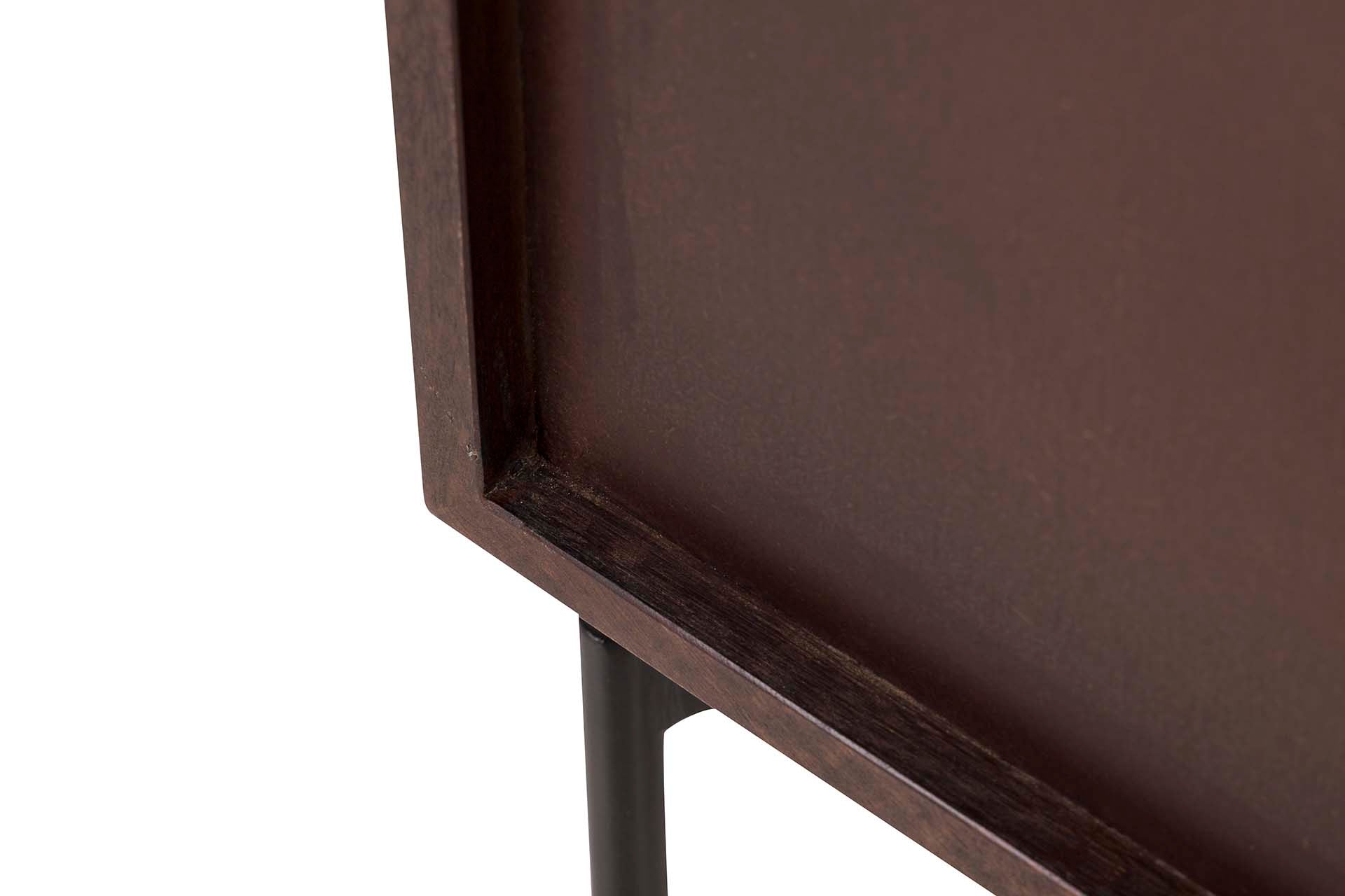 MESITA MADERA MANGO METAL MARRON VELORA 40x40x50CM