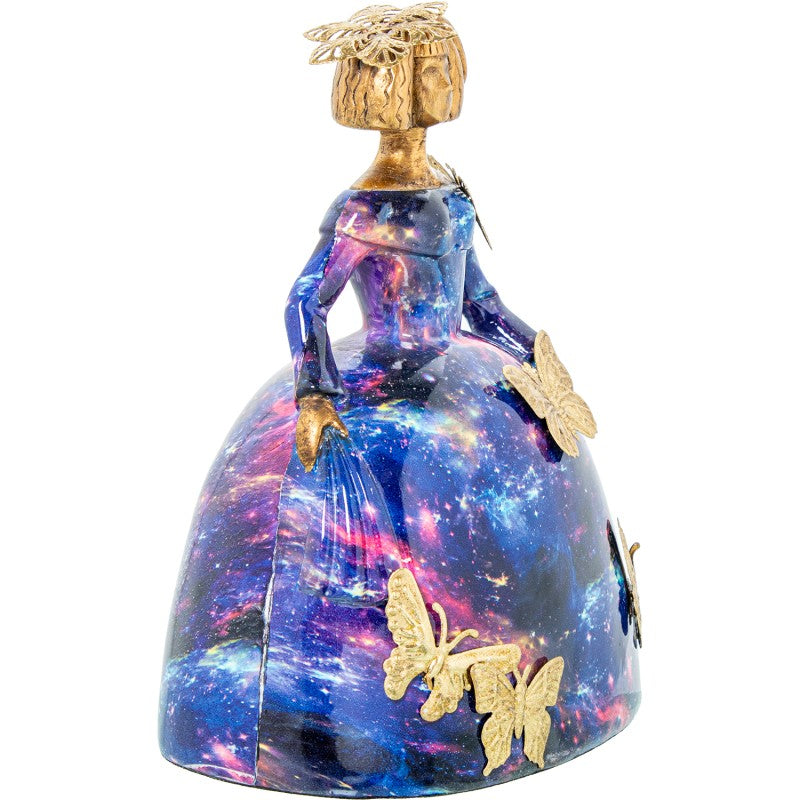 Figura Resina Menina Color Cielo Nocturno C/mariposas Oro