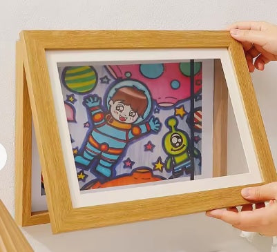 MDF Glass Frame 34X3X44 Natural Drawings