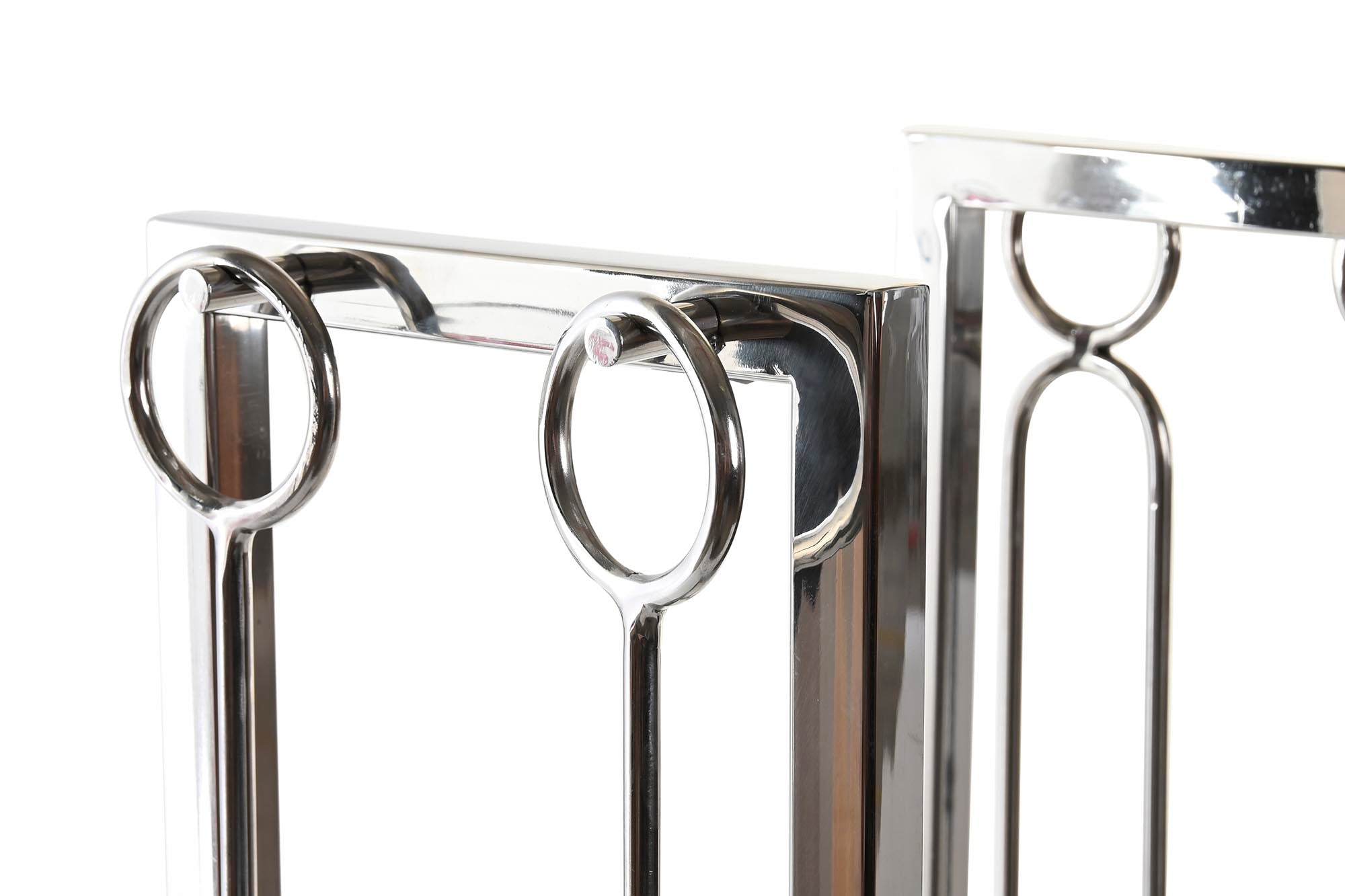 Leñera Set 4 Inox 6X1X54 Niquelado Plateado