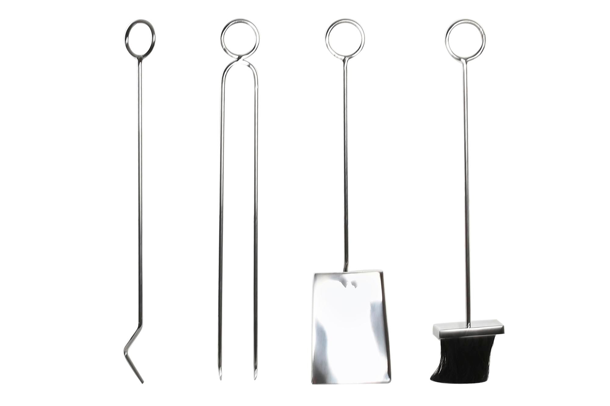 Leñera Set 4 Inox 6X1X54 Niquelado Plateado