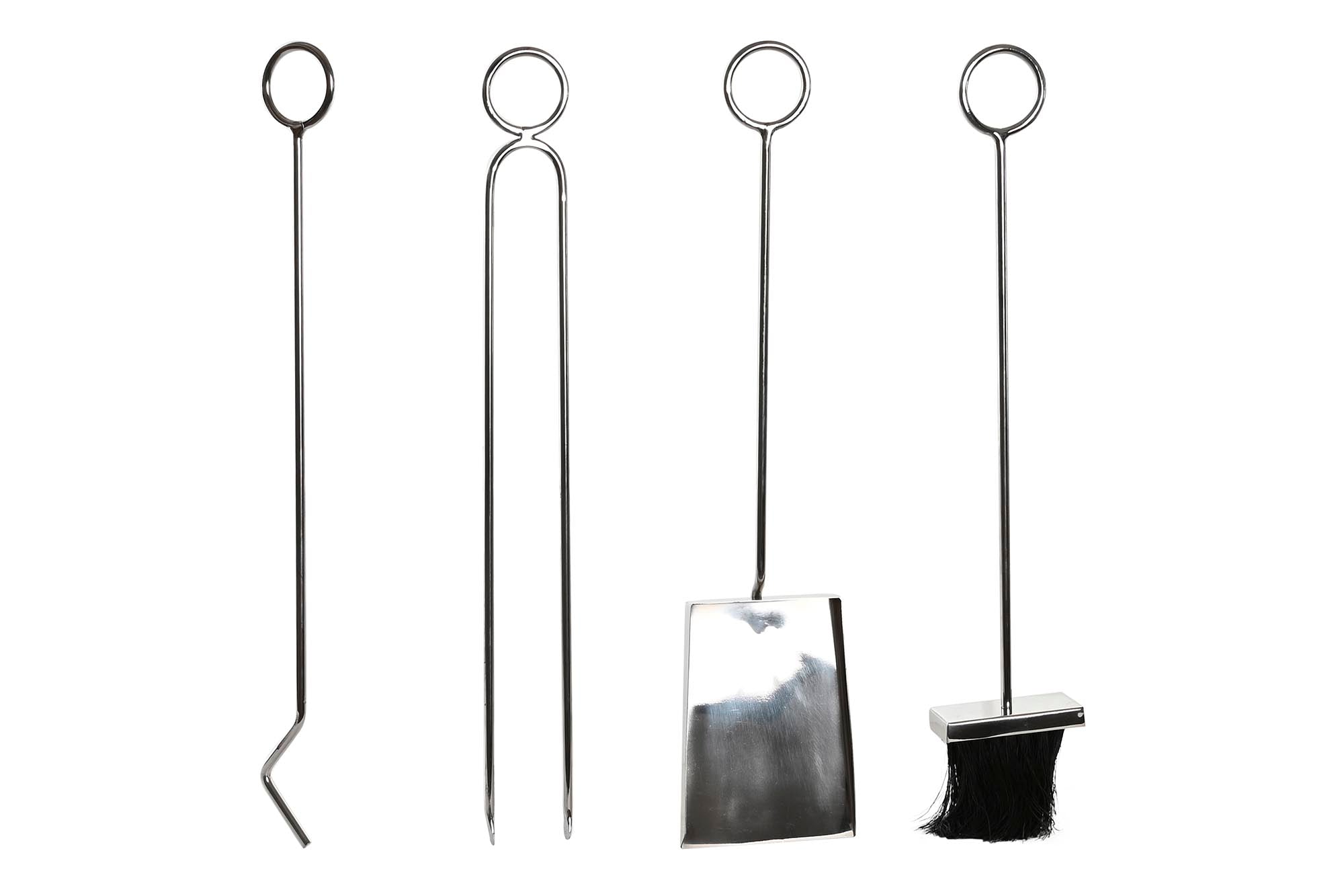 Leñera Set 4 Inox 6X1X54 Niquelado Plateado