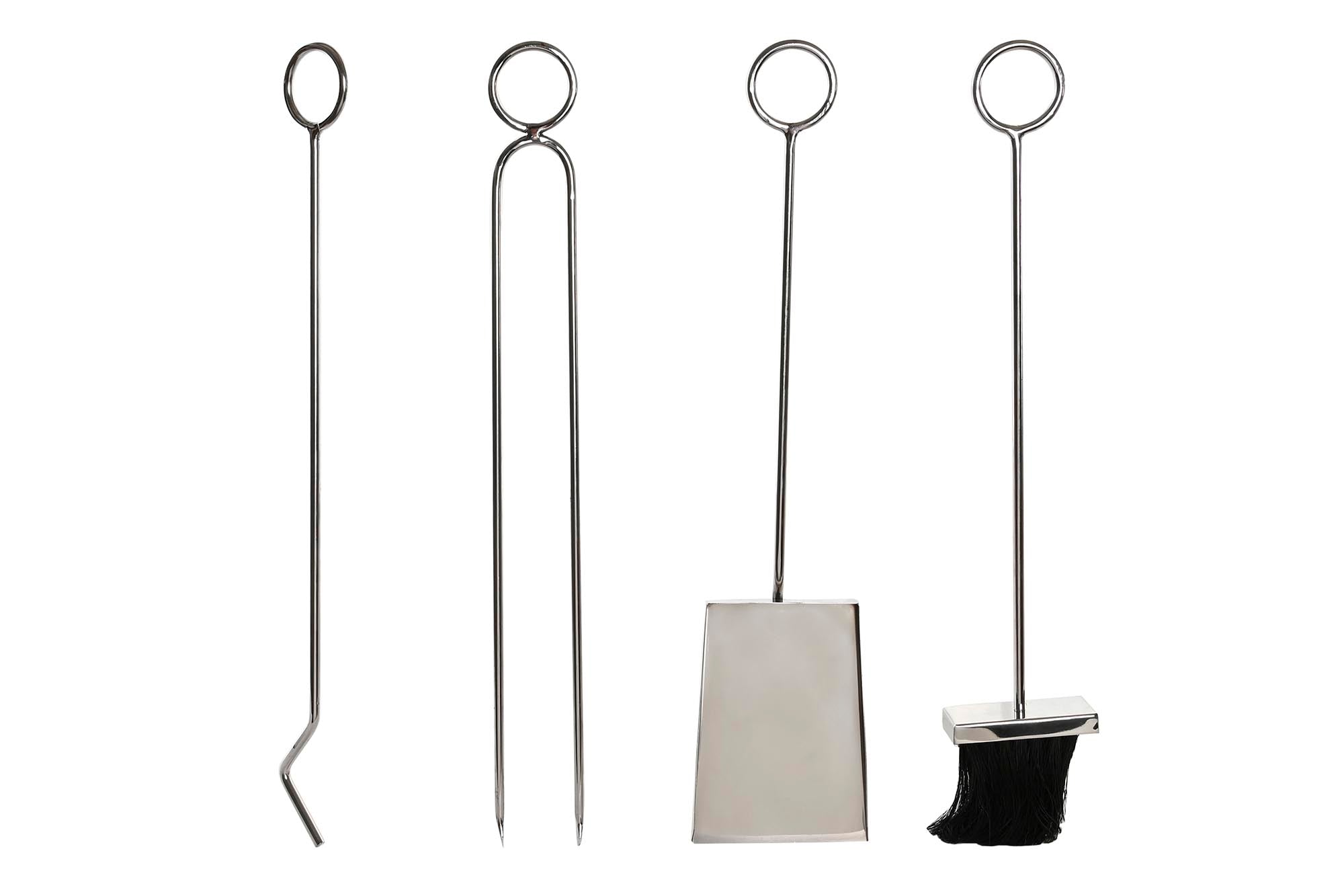 Leñera Set 4 Inox 6X1X54 Niquelado Plateado