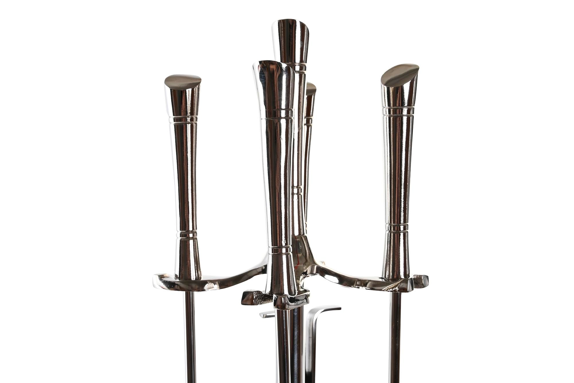 Conjunto de 4 lareiras de aço inoxidável e alumínio 11x3x69 niquelado