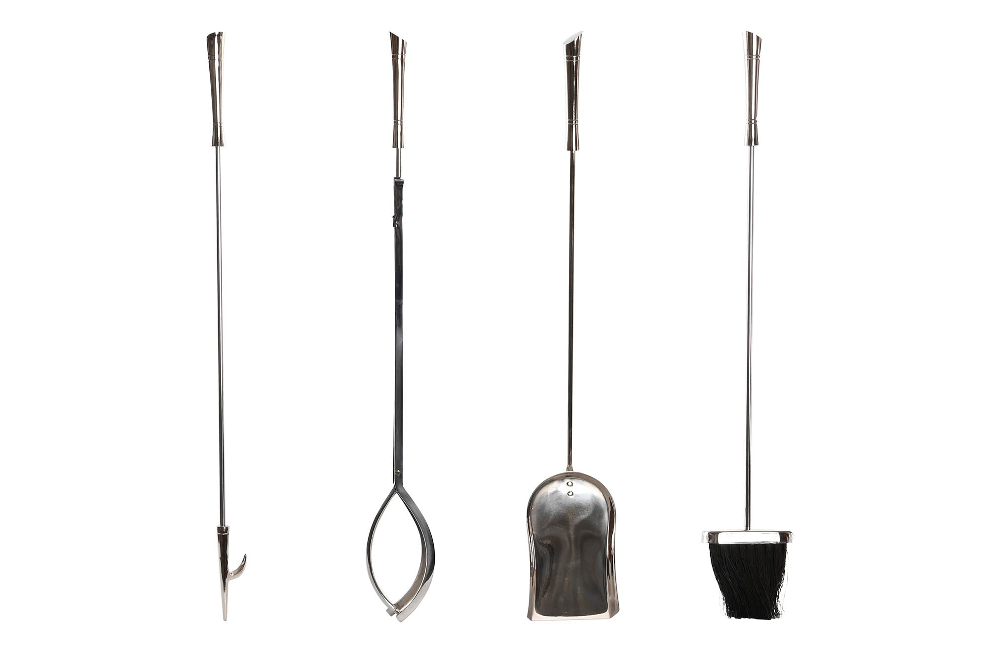 Conjunto de 4 lareiras de aço inoxidável e alumínio 11x3x69 niquelado