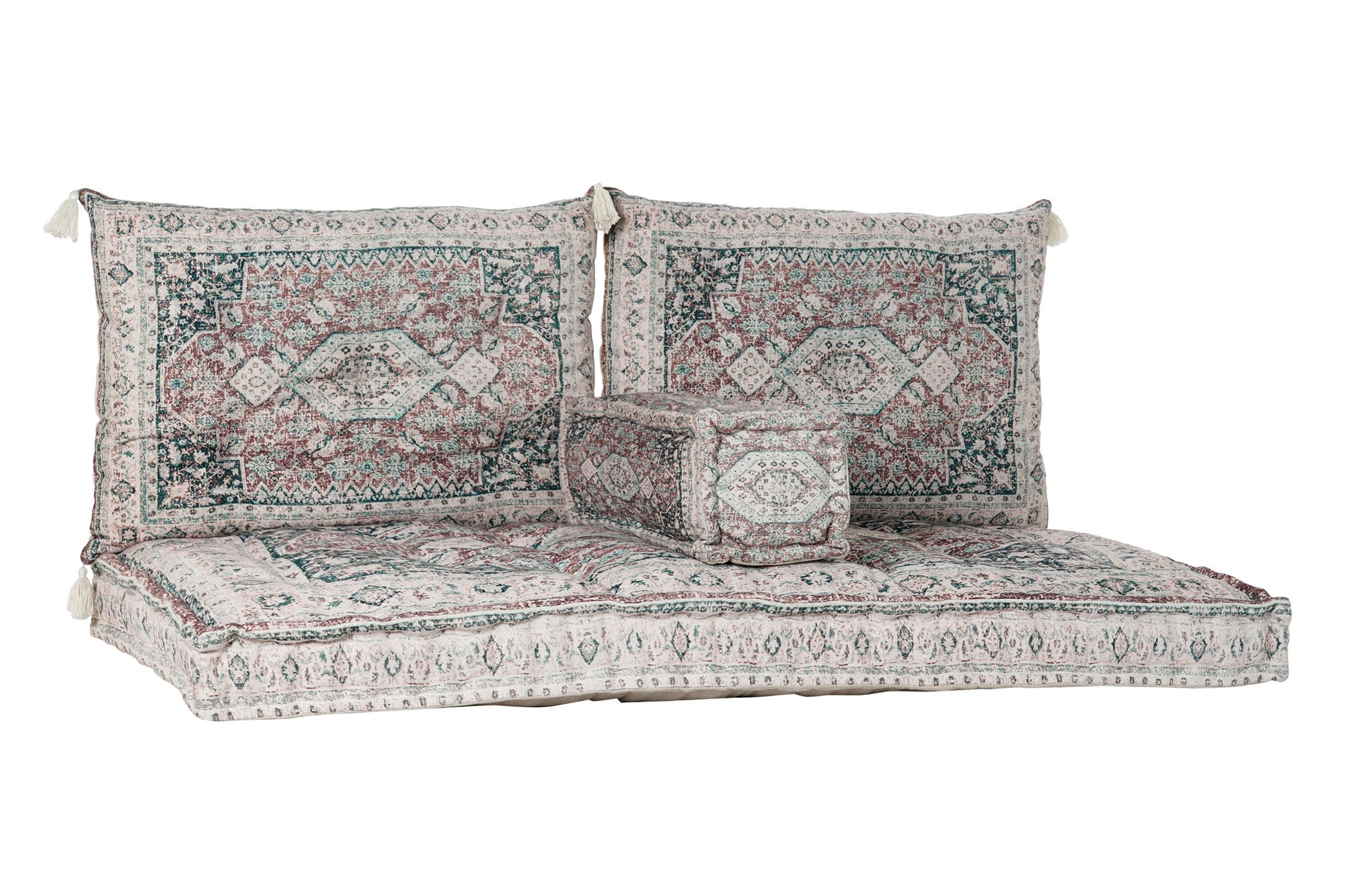 Conjunto de 4 Poltronas de Algodão 155x76x65 Verde Desgastado