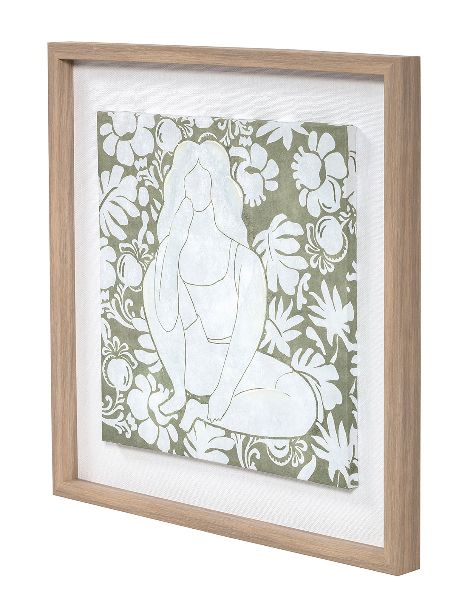 Pintura em tela Mdf 42X3X42 Mulher Flores 2 Sortidas.
