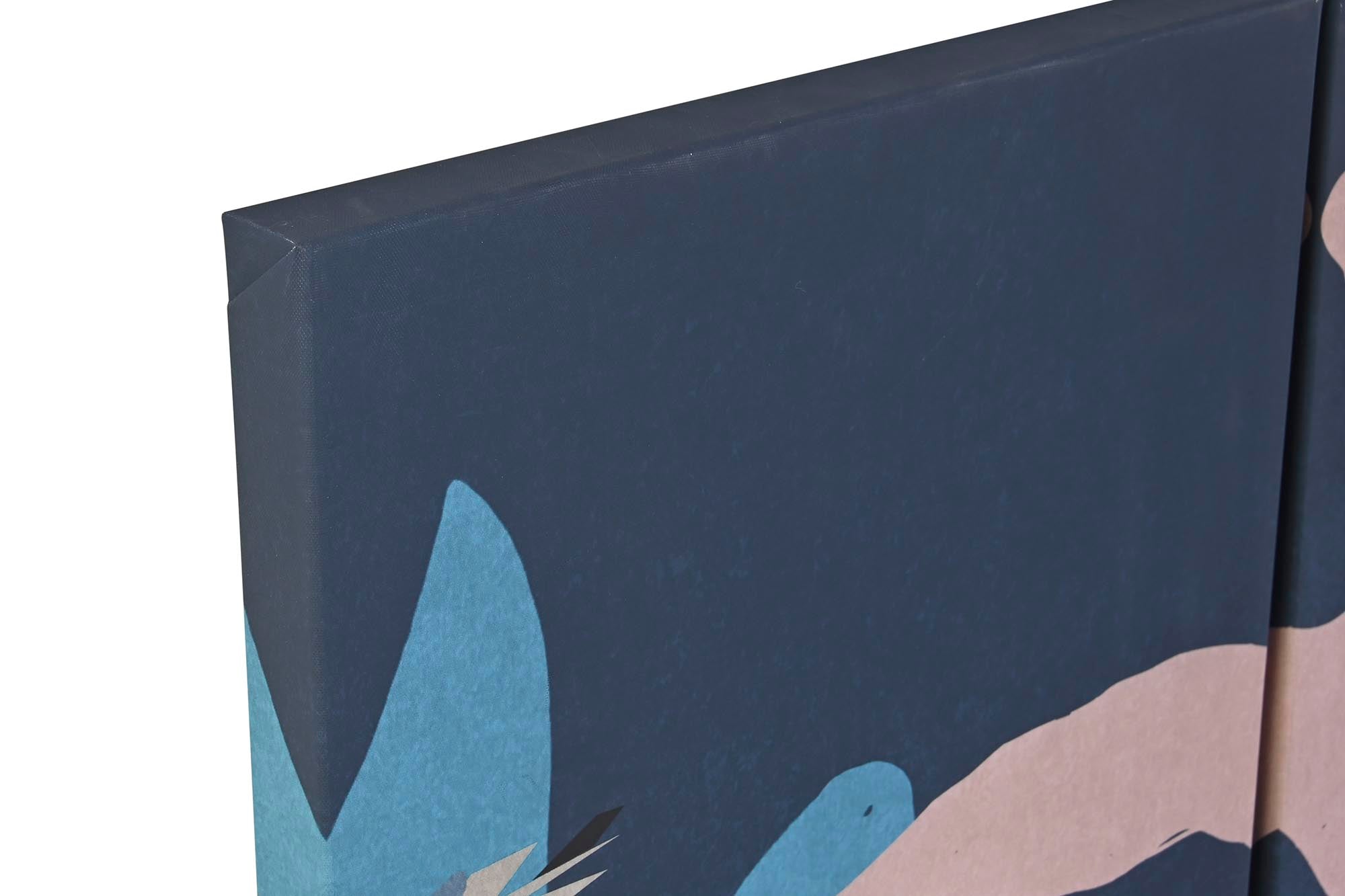 Cuadro Set 3 Lienzo Mdf 140X3,8X100 Jungle Azul