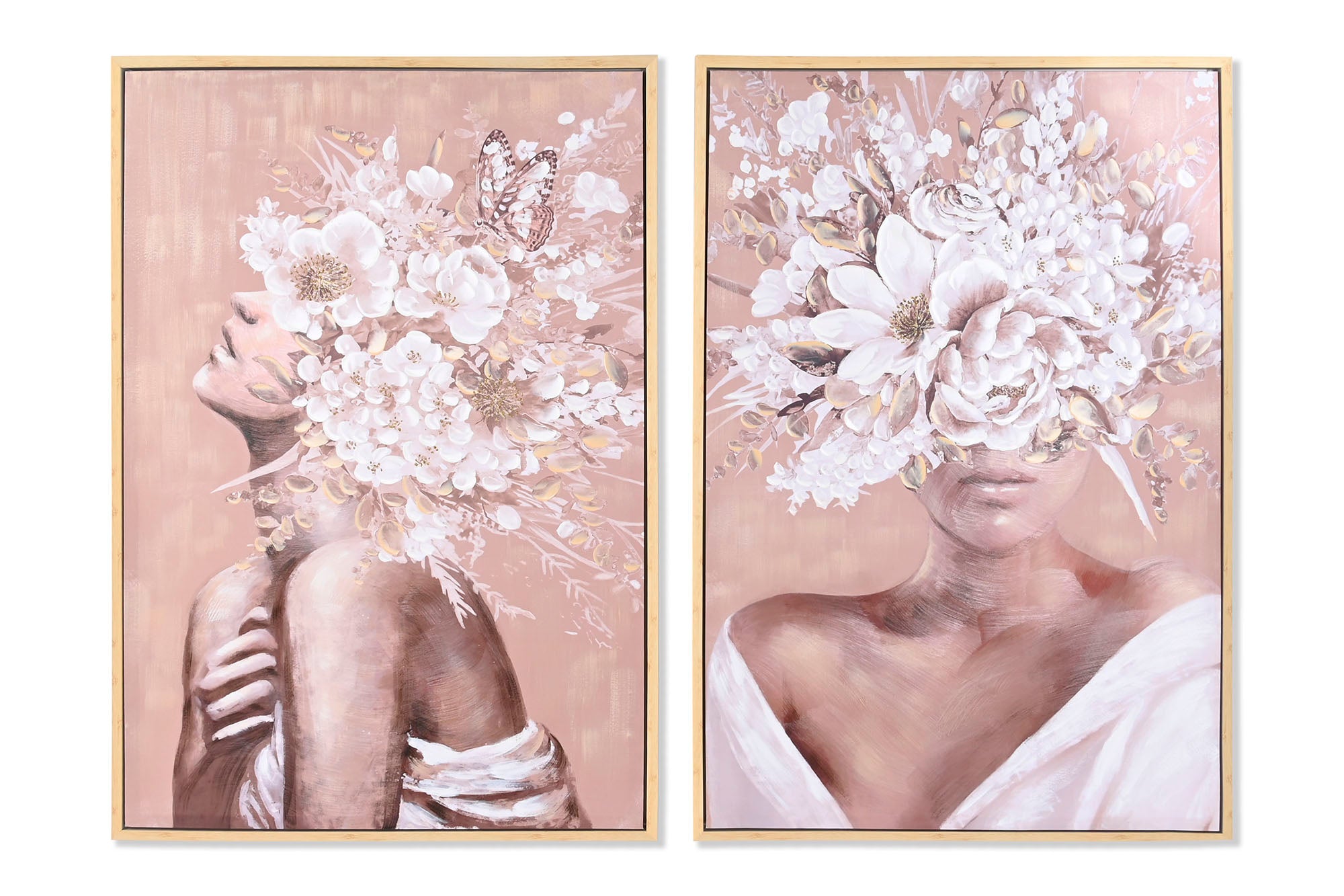 Cuadro Lienzo Ps 80X3,7X120 Chica Flores 2 Surt.