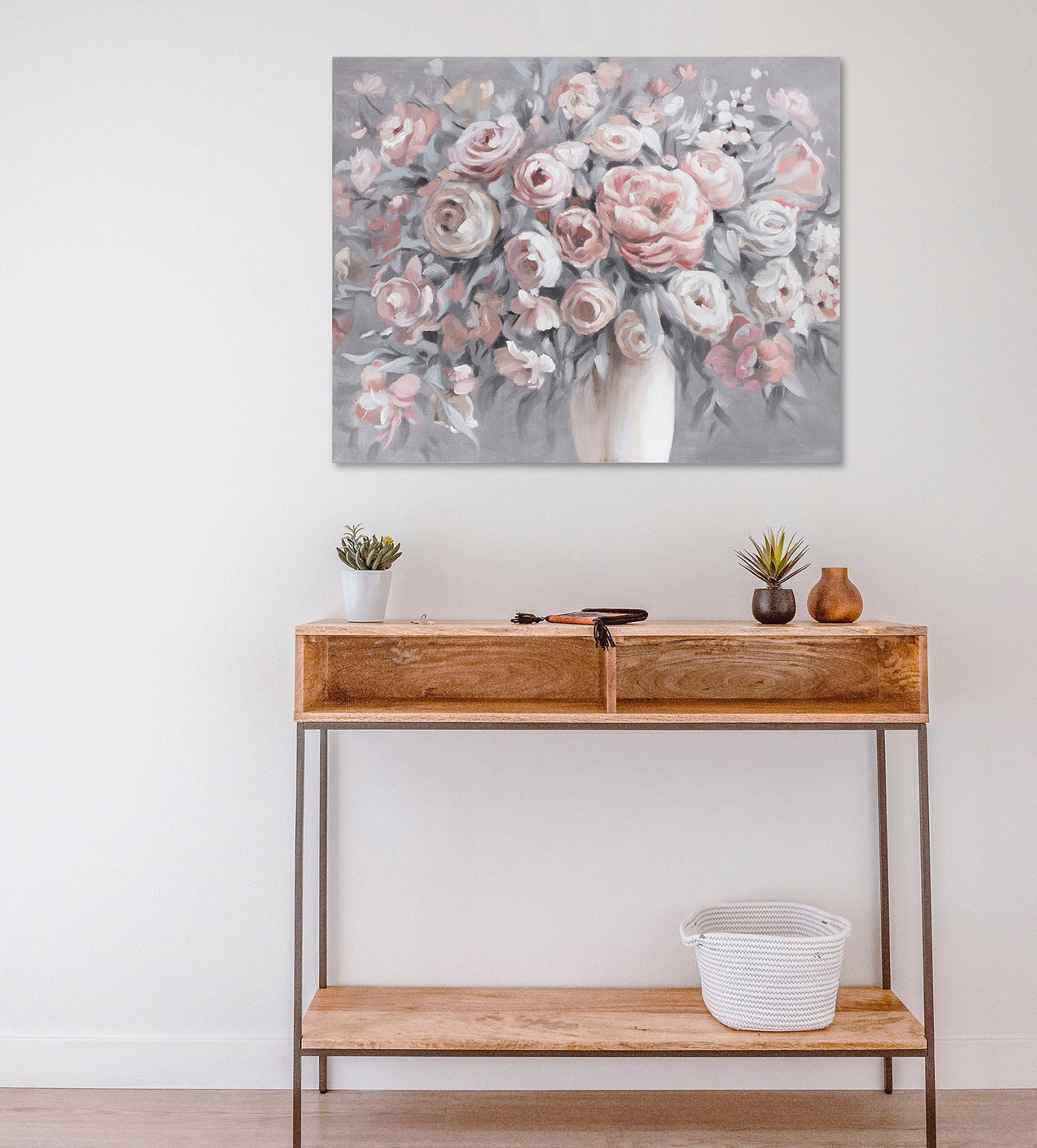 Pintura em tela pinho 100X3,7X80 Vaso 2 sortidos.