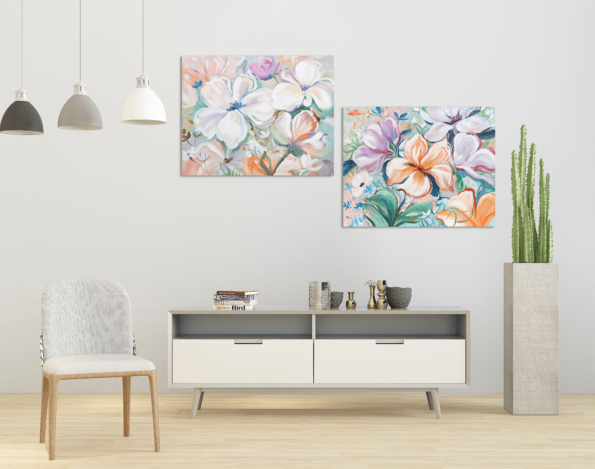 Pintura em tela Pinheiro 100X3,7X80 Flores 2 sortidas.