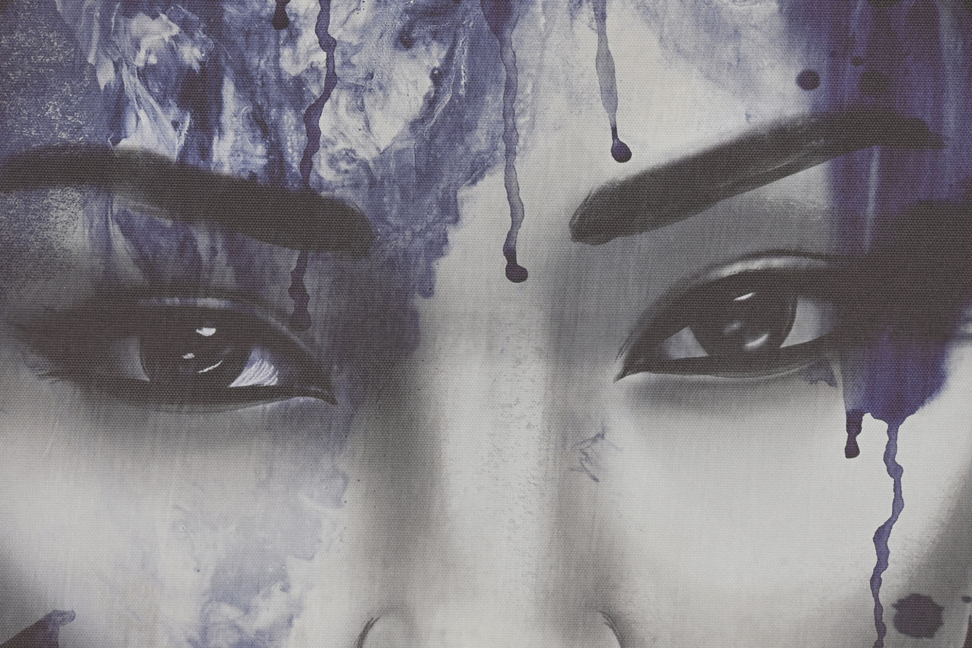 Cuadro Lienzo Ps 103X4X143 Geisha Enmarcado Azul