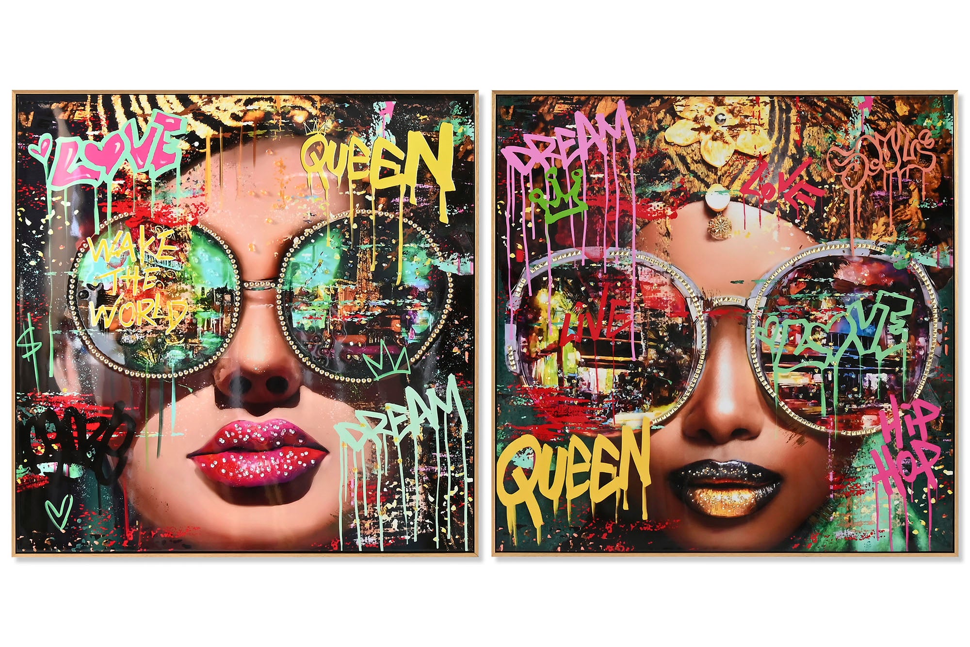 Cuadro Lienzo Ps 82X4X82 Chica Gafas 2 Surt.
