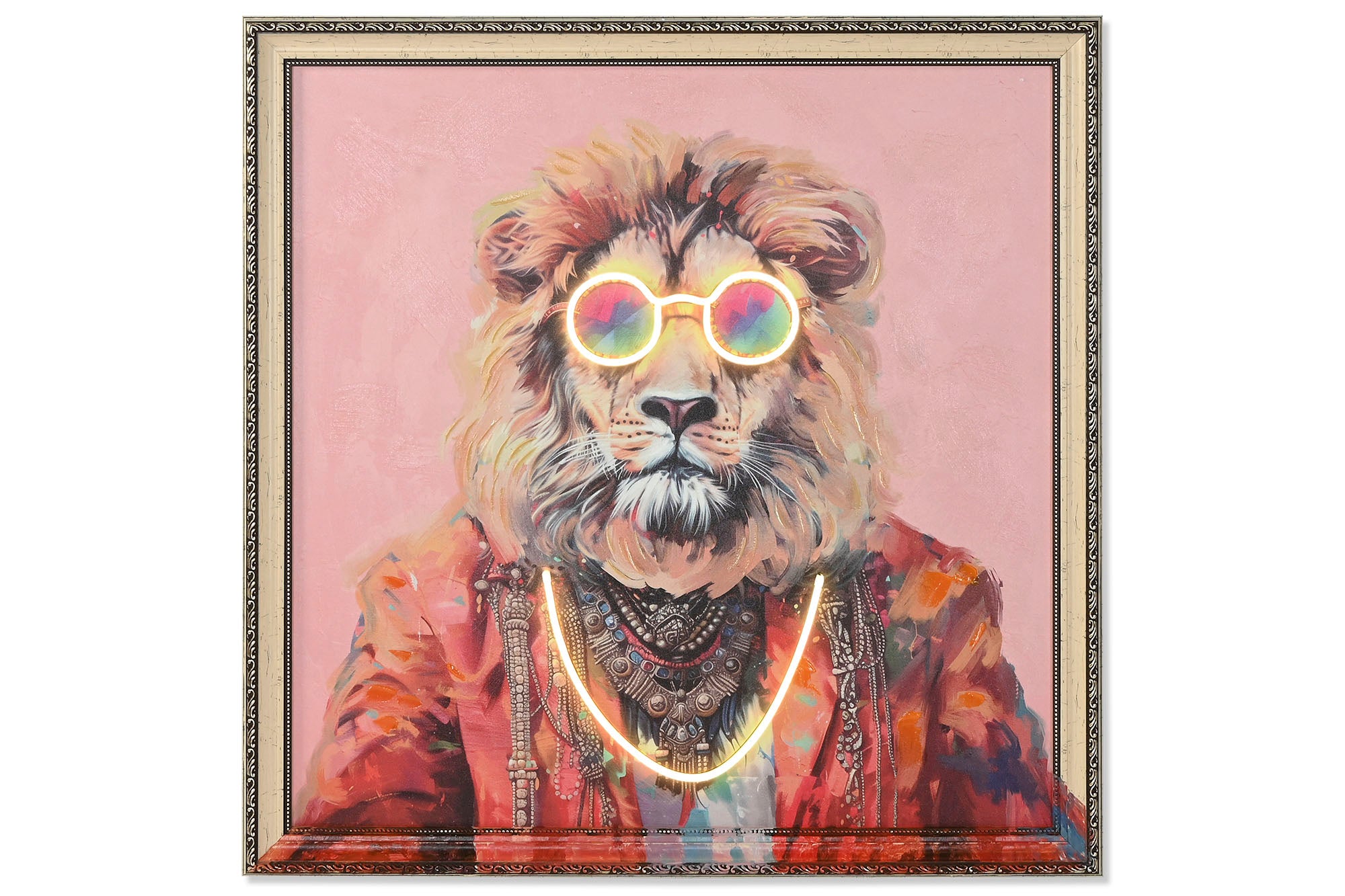 Cuadro Led Lienzo 84X4X84 Leon Gafas 2 Surt.