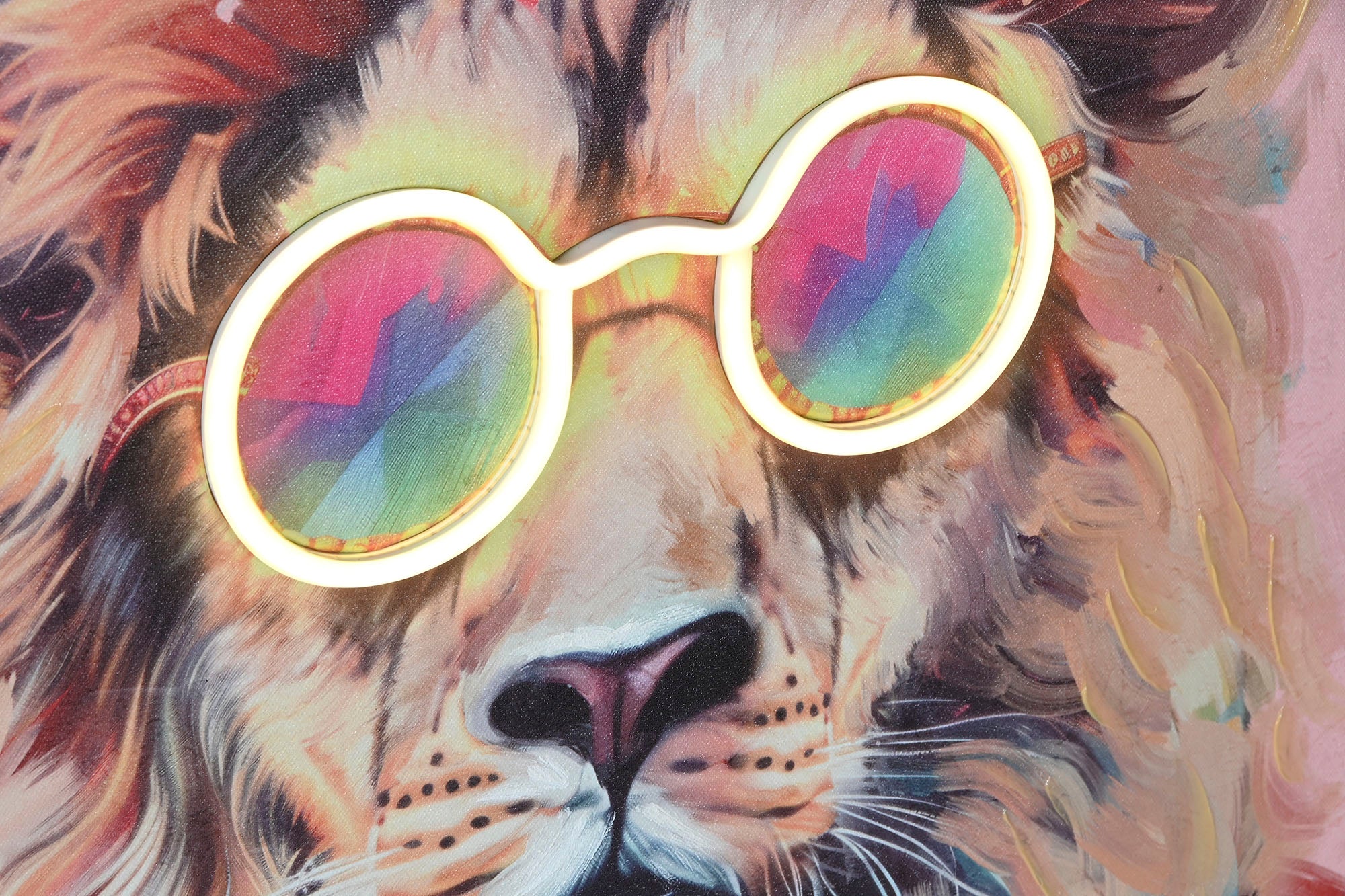 Cuadro Led Lienzo 84X4X84 Leon Gafas 2 Surt.