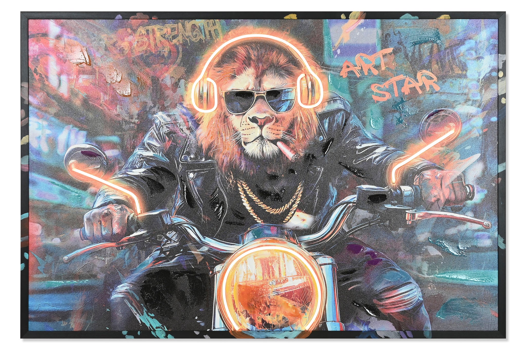 Cuadro Led Lienzo 123X3X83 Moto Mono 2 Surt.