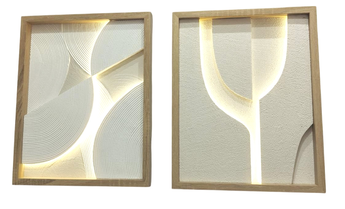Cuadro Led Mdf 40X3,8X50 Moderno 3D 2 Surt.