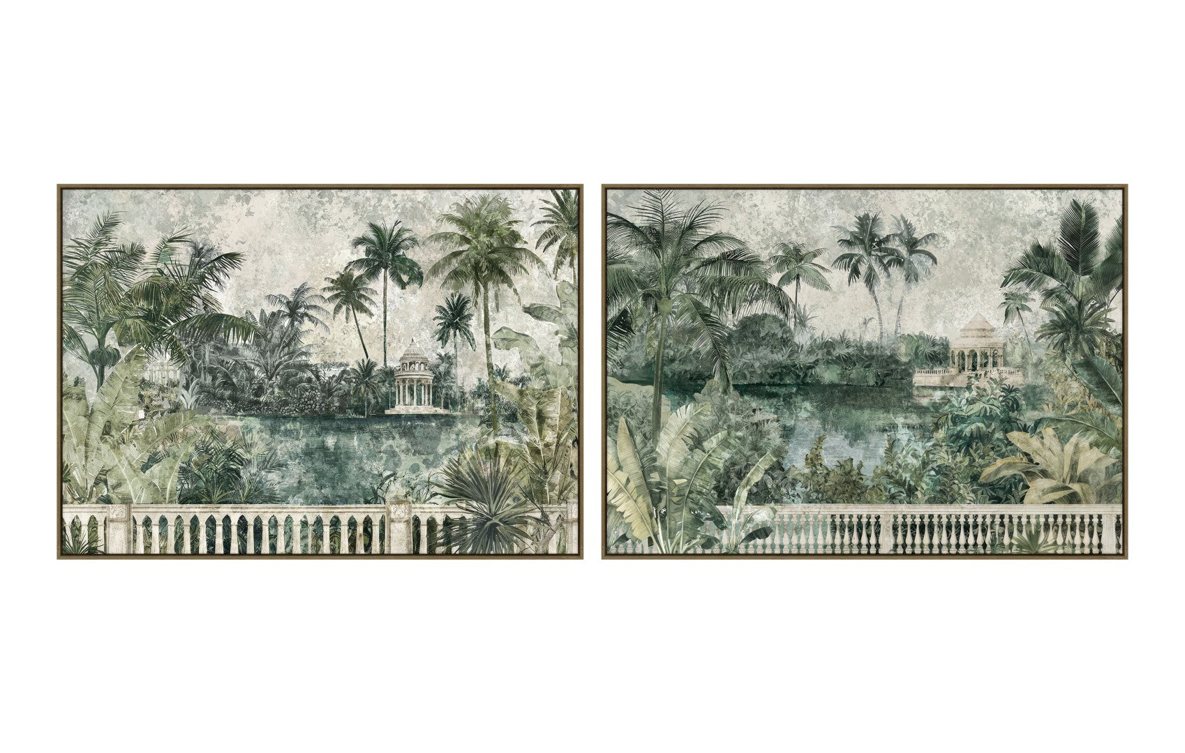 Cuadro Lienzo Ps 140X4X100 Lago Palmeras