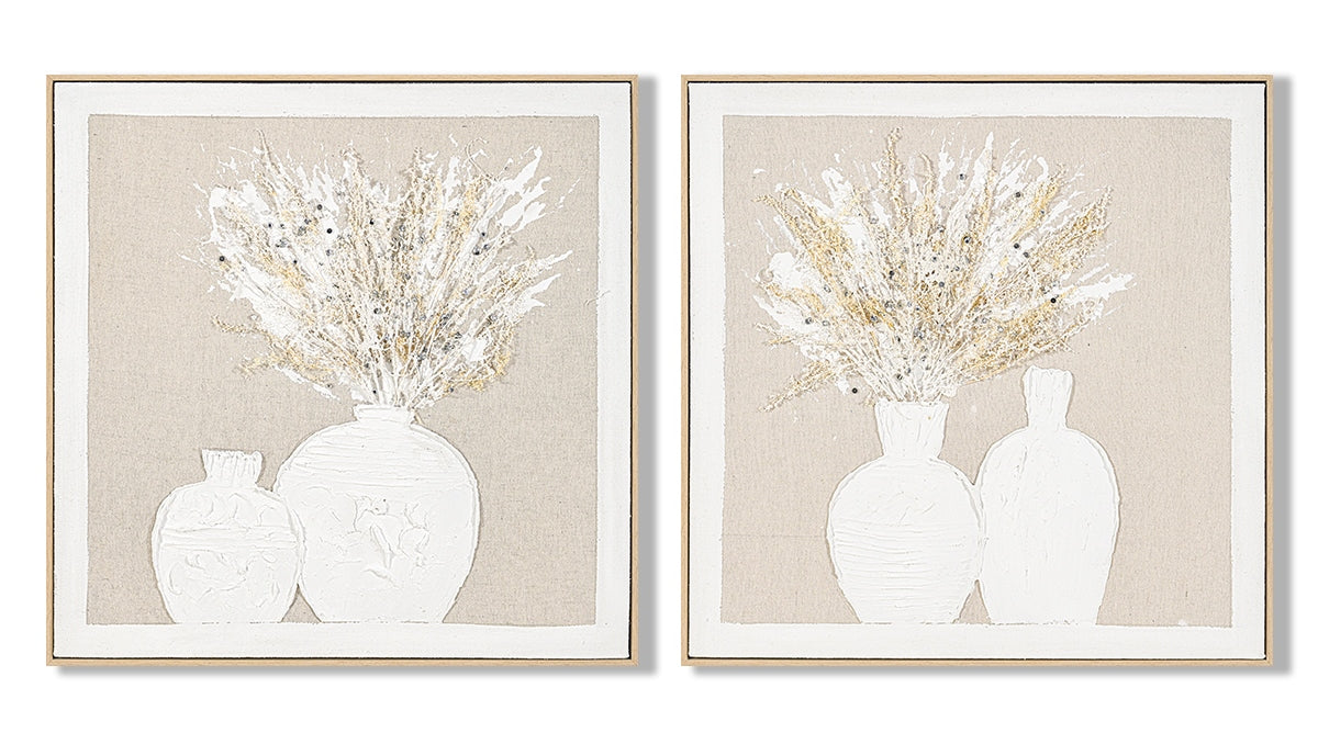 Cuadro Lienzo Mdf 62X4,5X62 Jarrones 2 Surt.