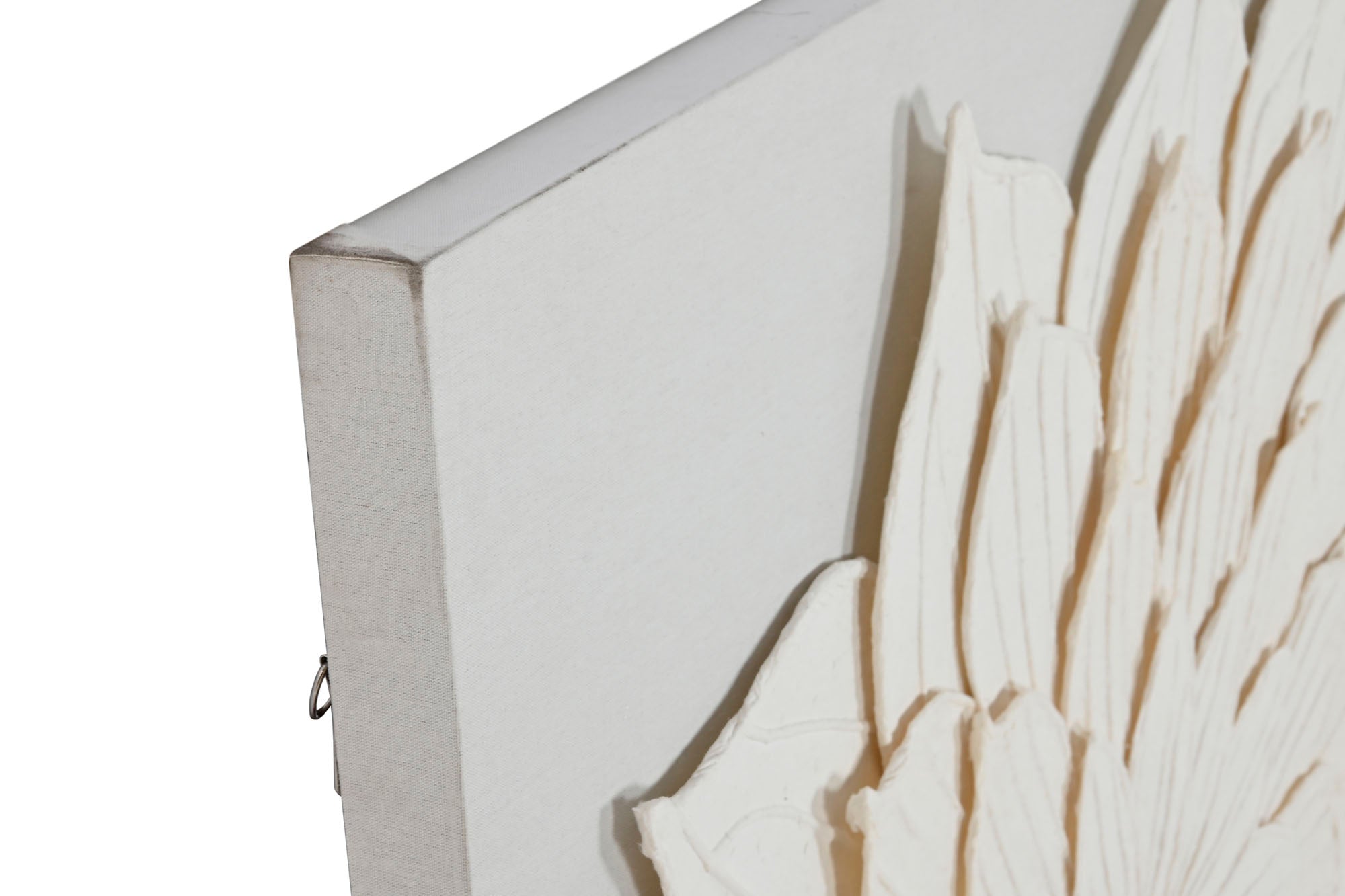 Cuadro Lienzo Papel Mache 120X7X120 Flor 3D Blanco