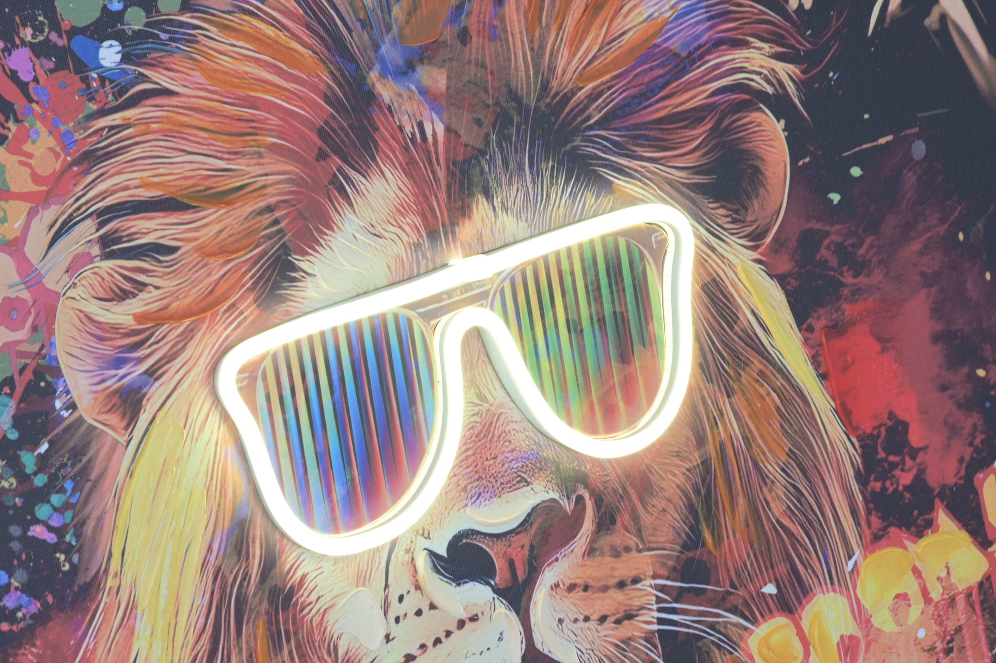 Cuadro Led Lienzo 93X3X63 Leon Coche 2 Surt.