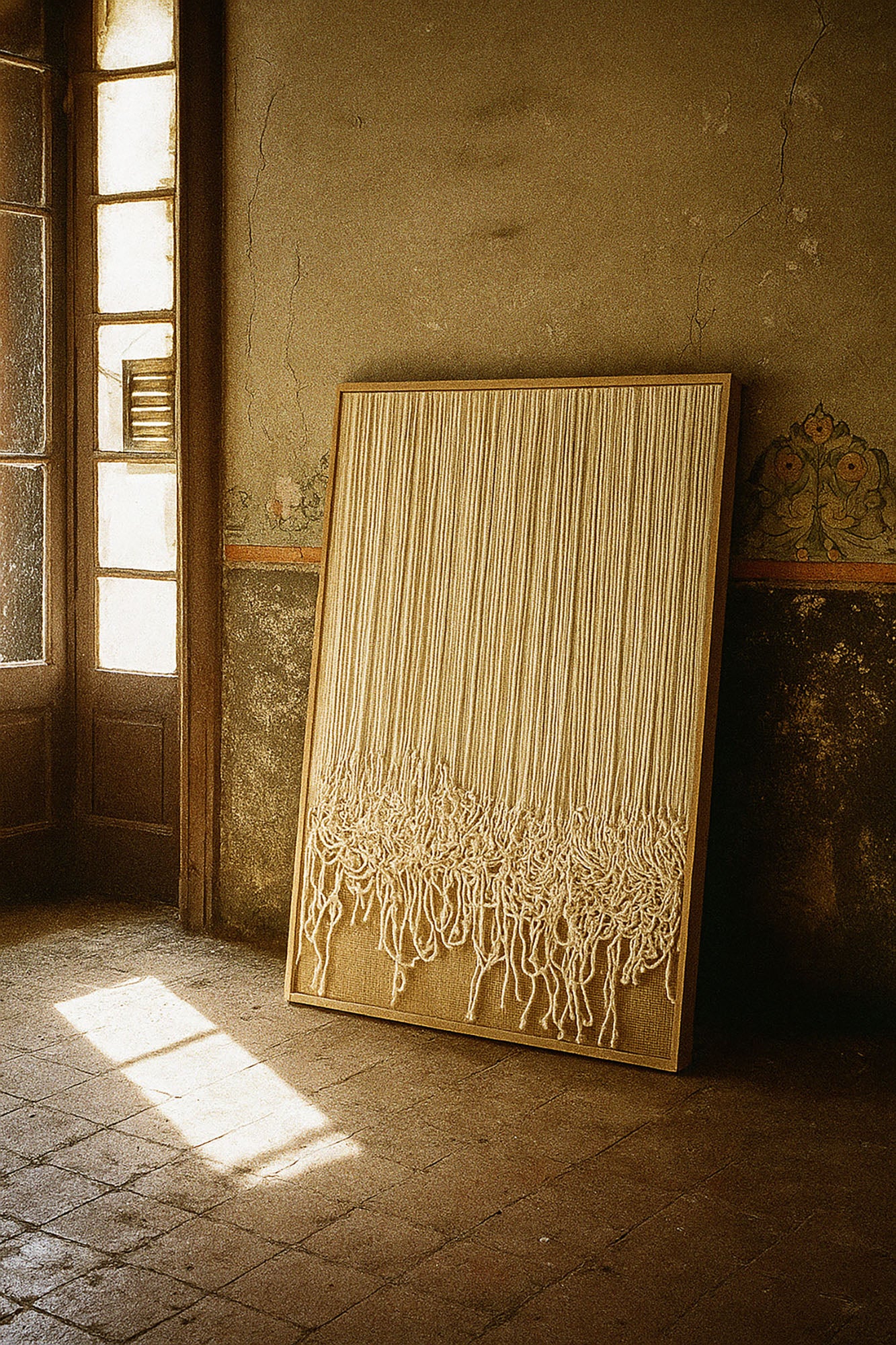 Cuadro Lienzo 123X4X183 Tecnica Mixta Marco Madera