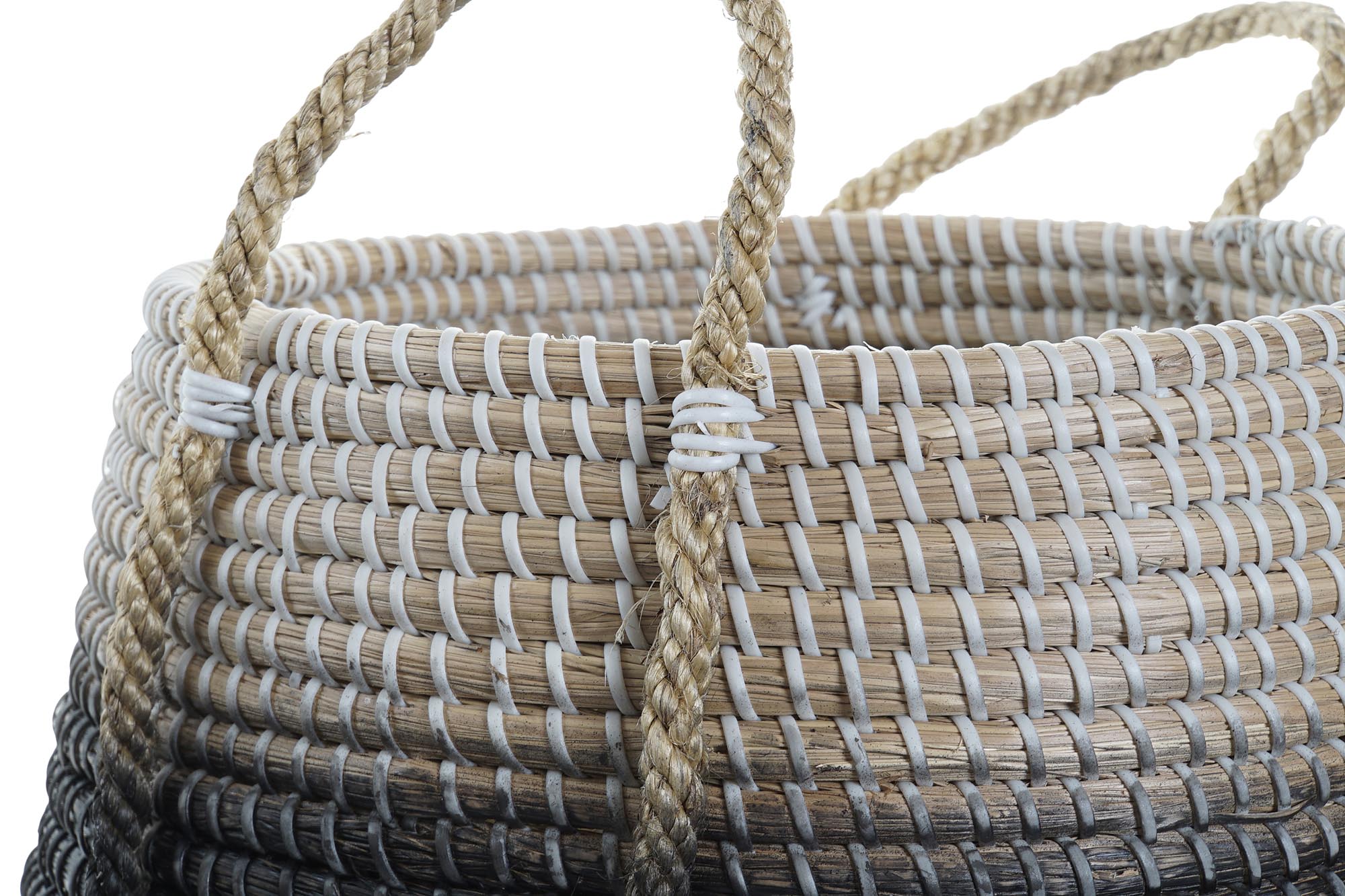 Conjunto de 2 cestos de junco marinho 52x52x40 natural