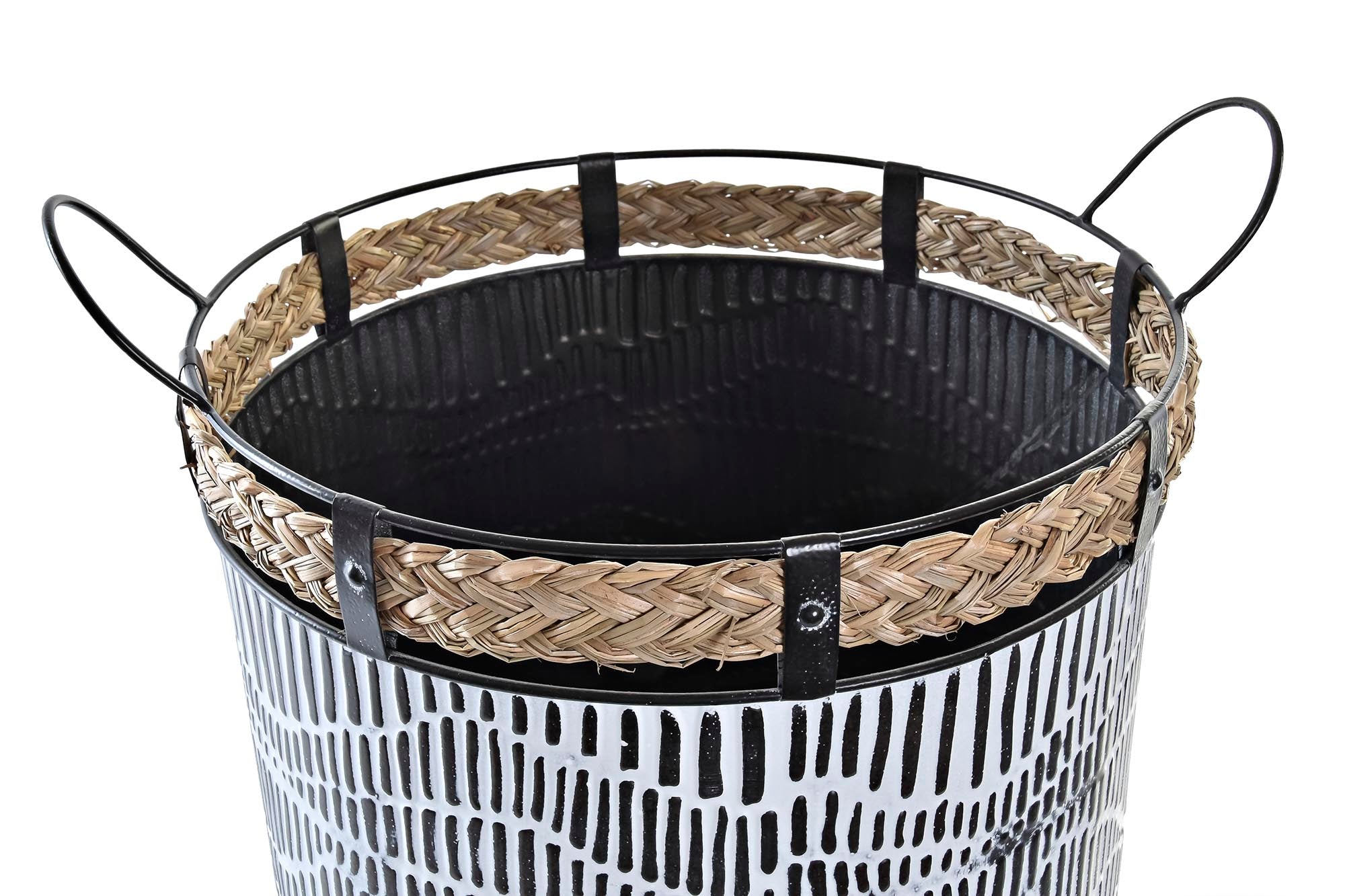 Conjunto de 2 cestos de corda de ferro 52x42x58 branco