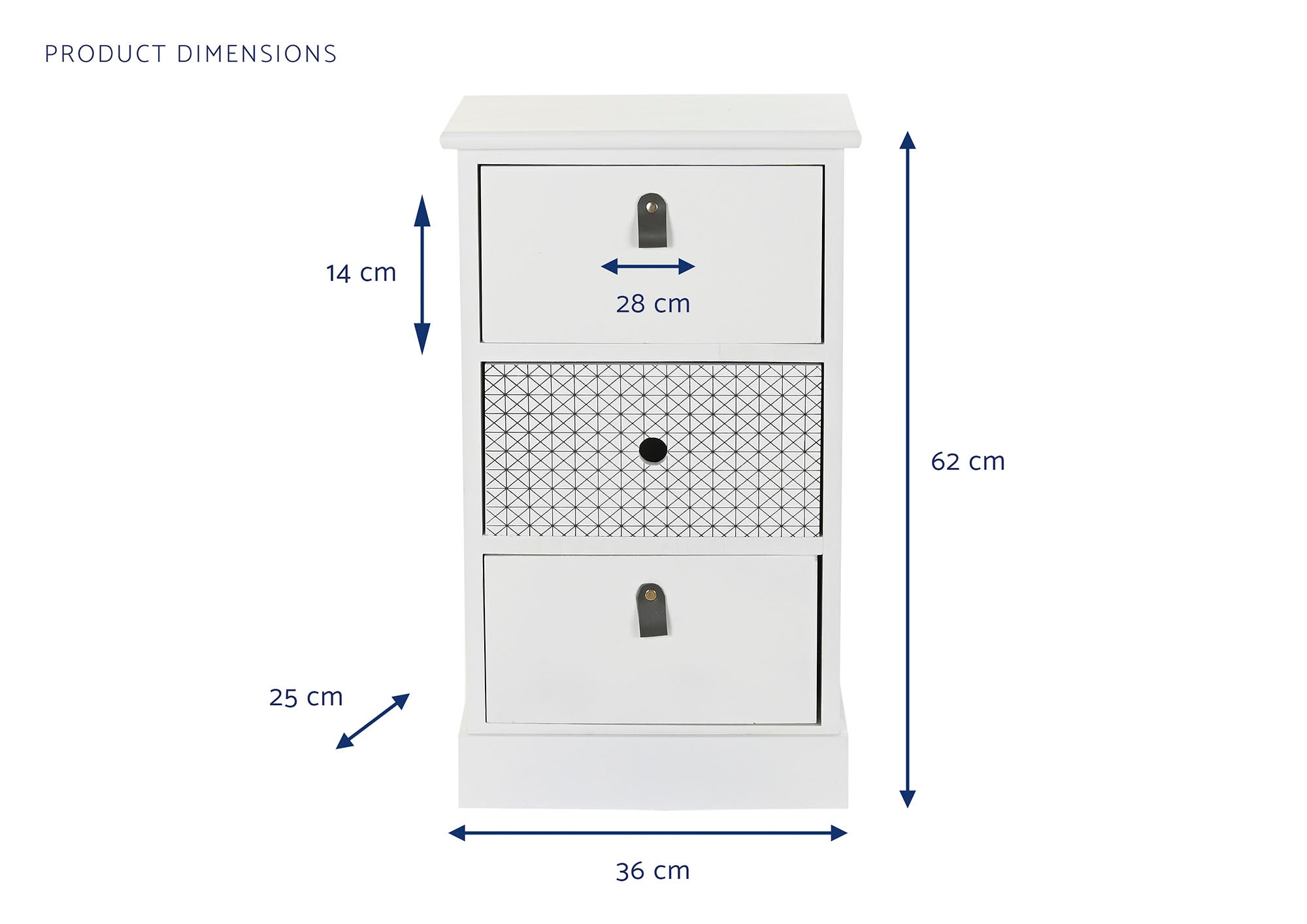 Cajonera Paulownia 36X25X62 3 Cajones Blanco