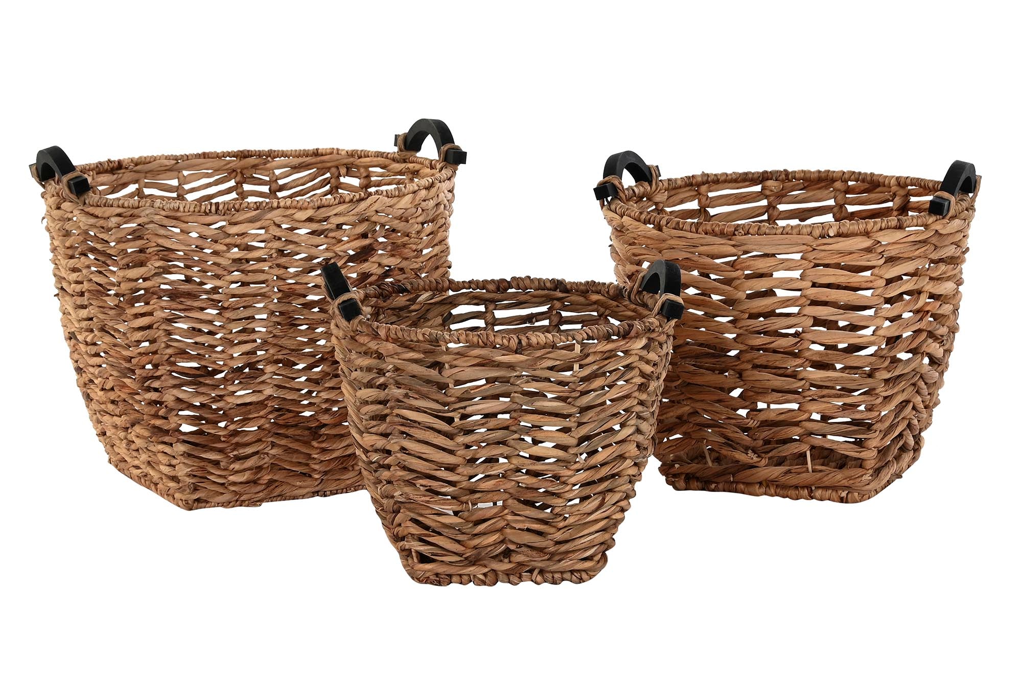 Basket Set 3 Fiber Wood 46X46X40 Natural