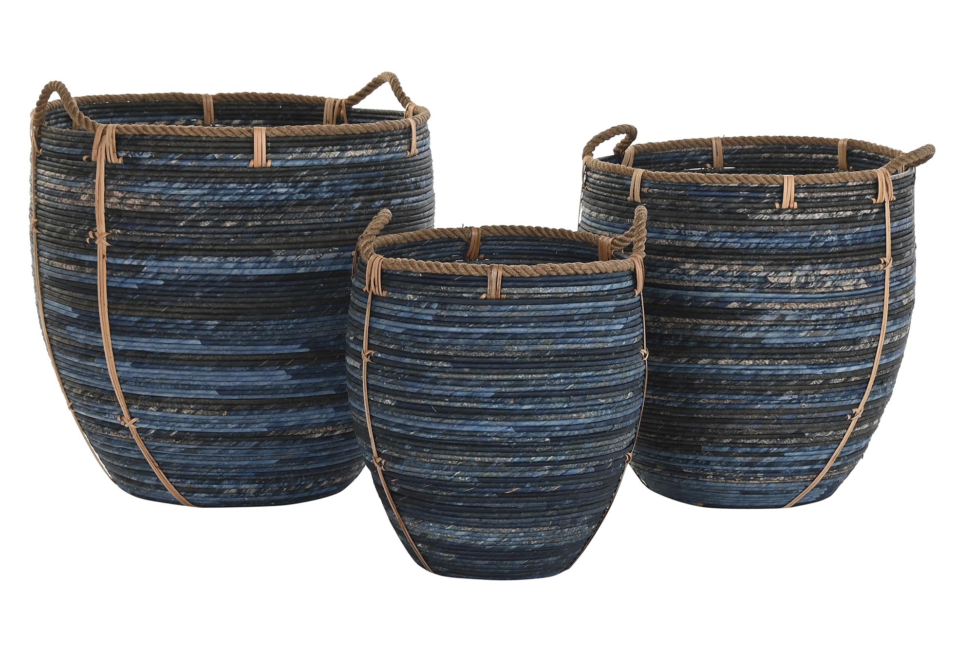 Cesta Set 3 Ratan 56X56X60 Azul Marino