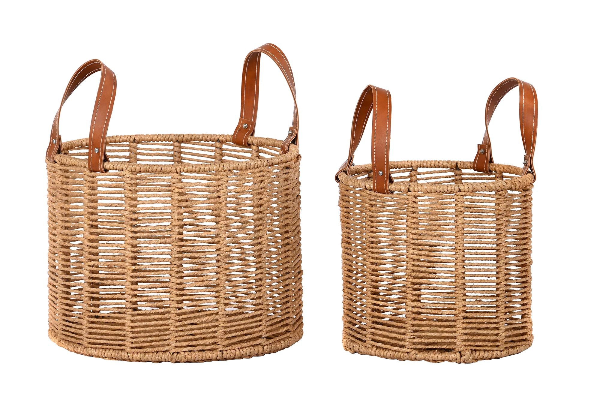 Cesta Set 2 Cuerda Metal 32X32X39 Marron