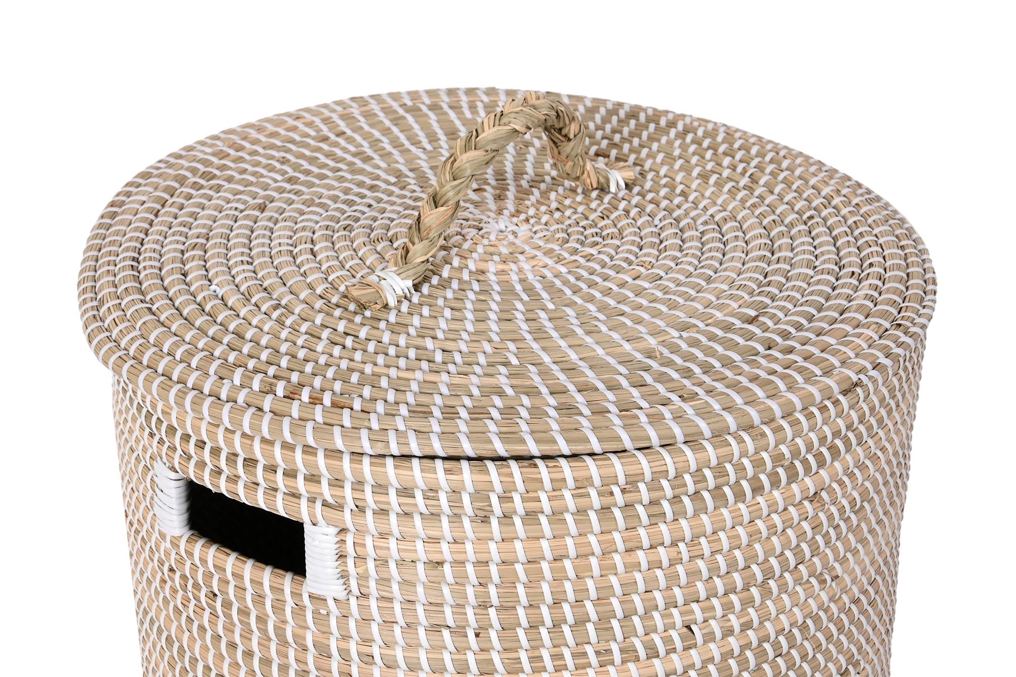 Cesta Seagrass 42X42X48 Con Tapa Natural