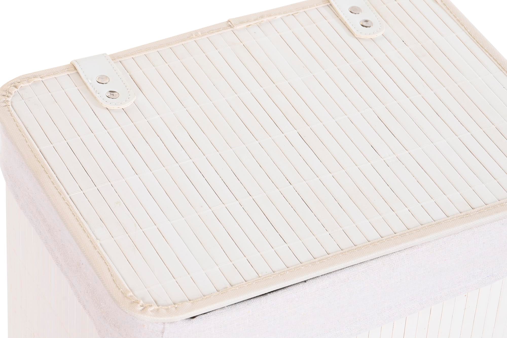 Conjunto de 6 cestos de roupa suja de bambu e poliéster 40x30x46 cm, branco