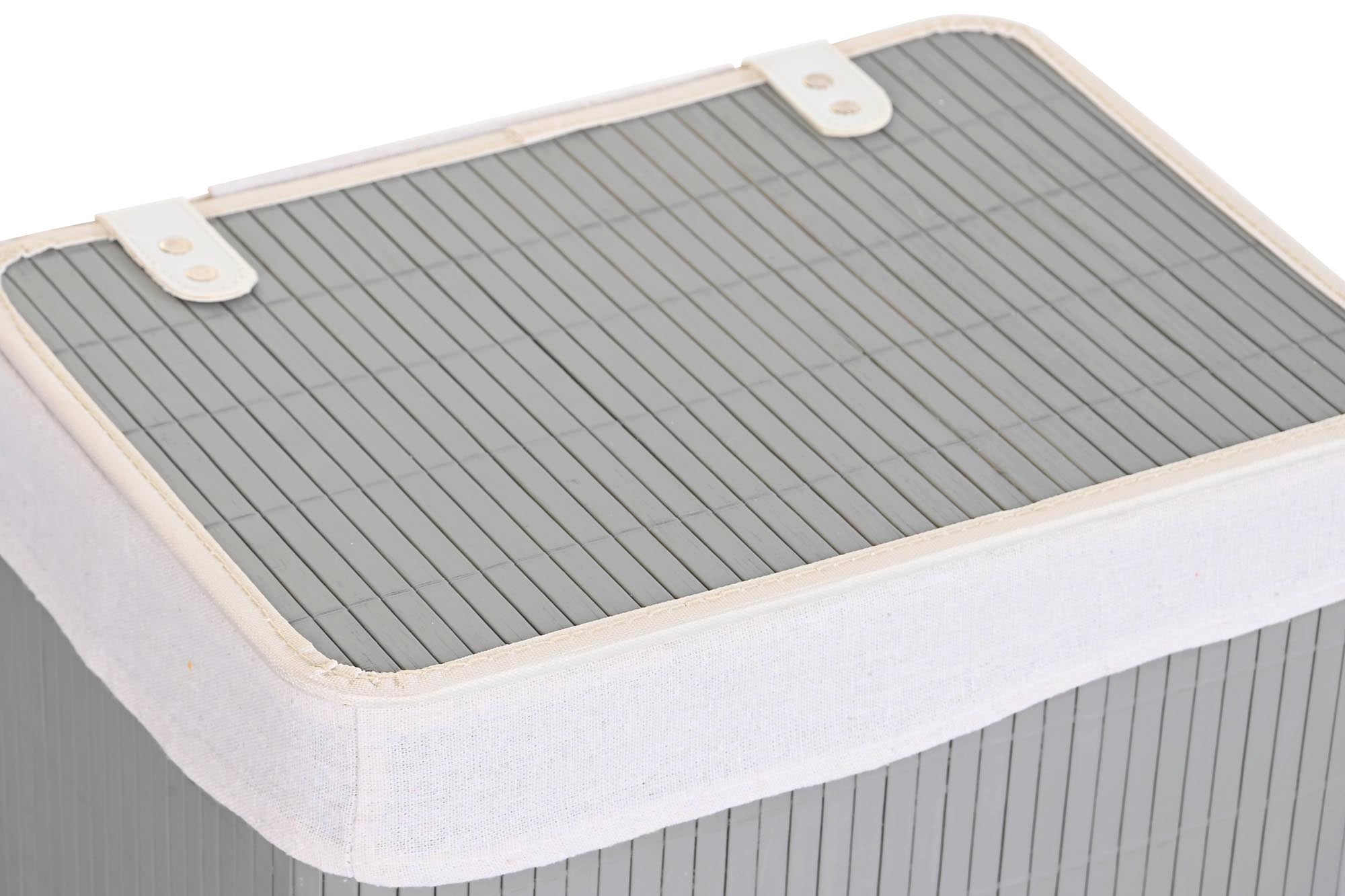 Conjunto de 6 cestos de roupas de bambu e poliéster 40x30x46