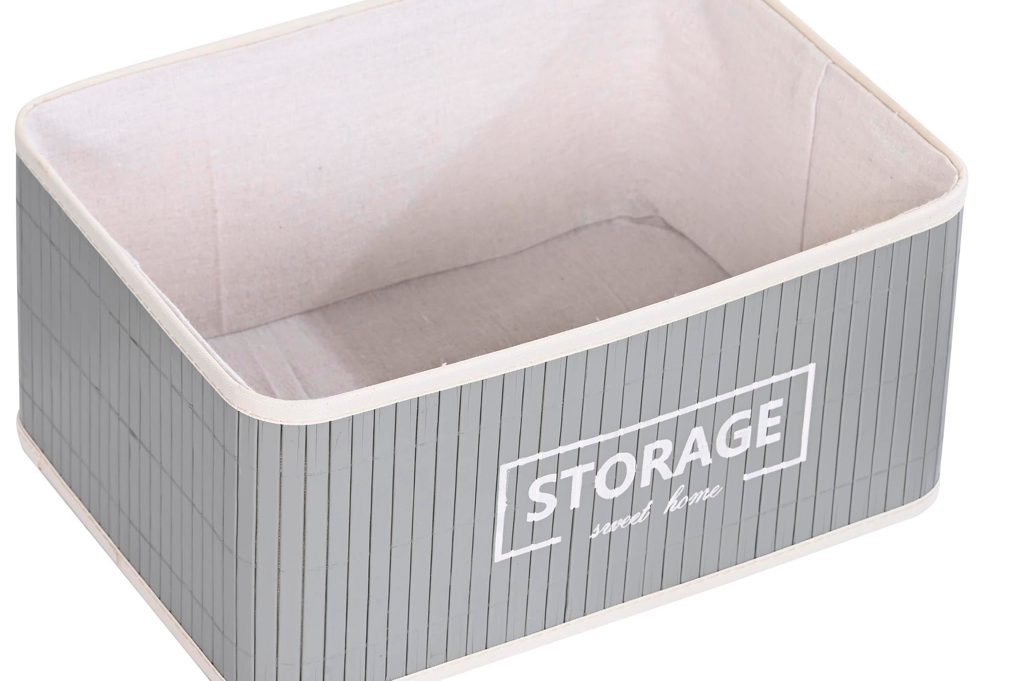 Conjunto de 6 cestos de roupas de bambu e poliéster 40x30x46